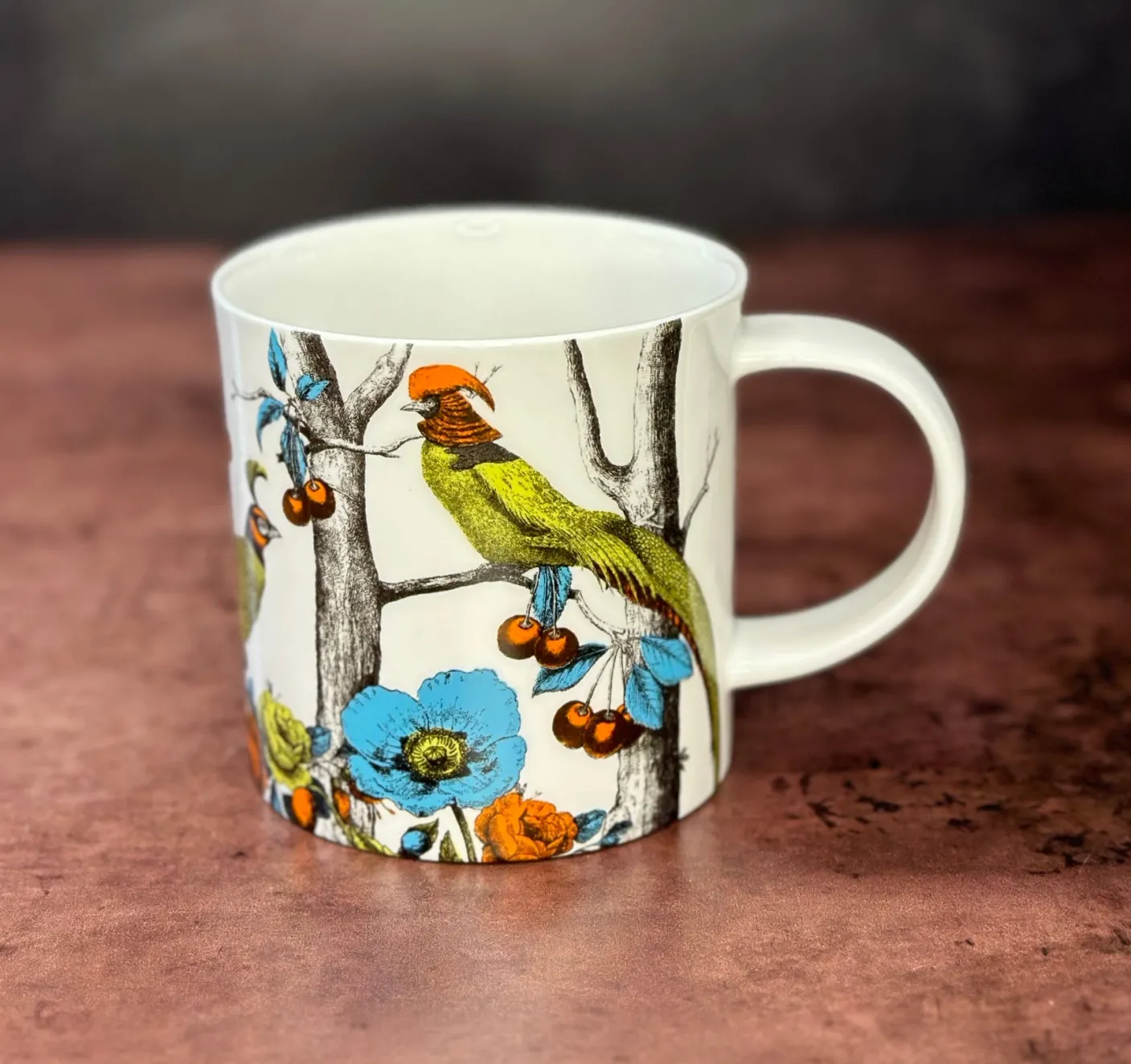 Menagerie Birds White Bone China Mug