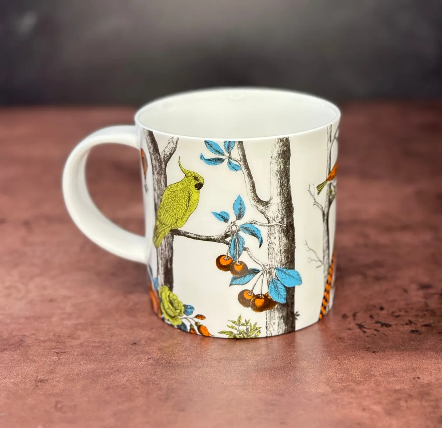Menagerie Birds White Bone China Mug