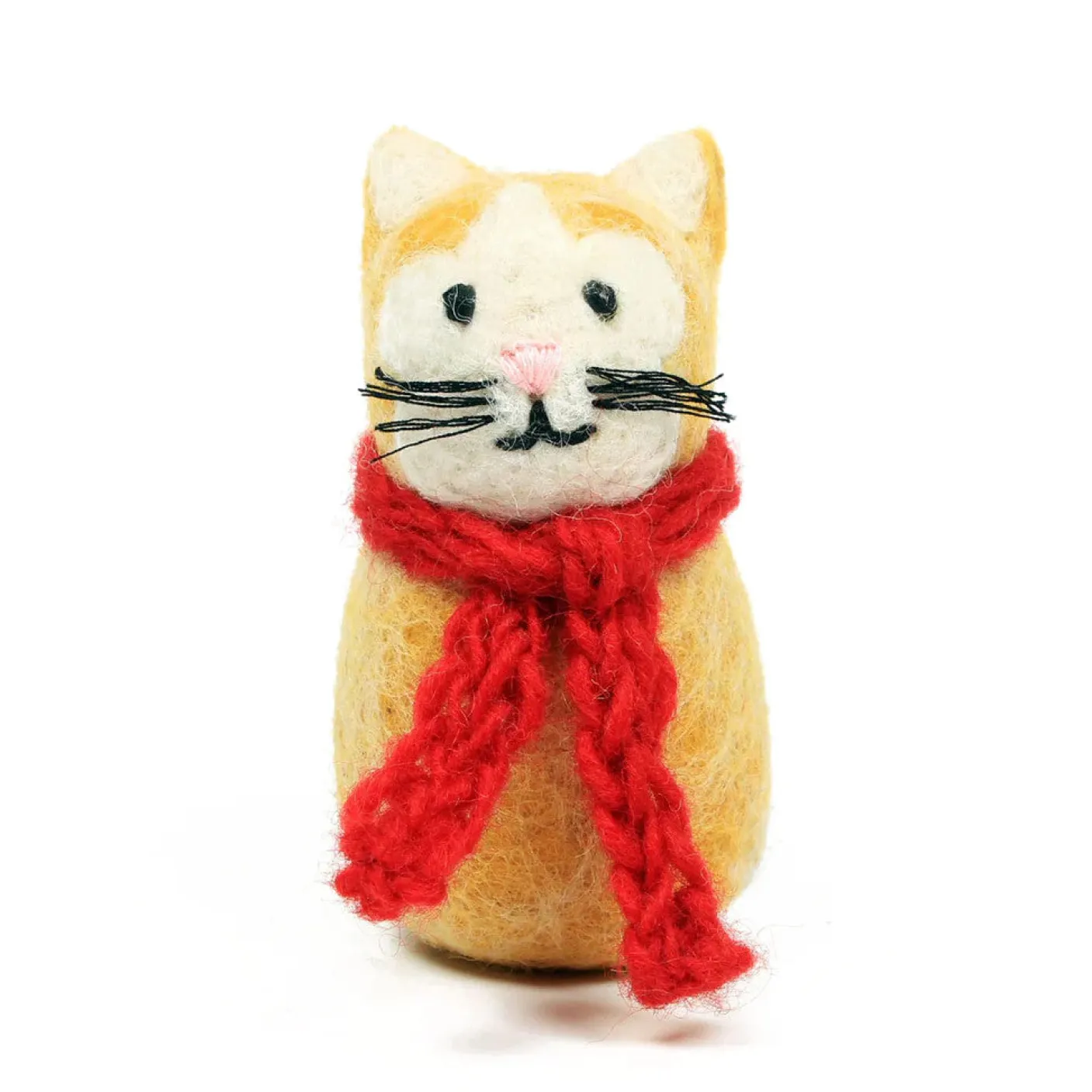 Ginger Cat with Scarf Felt Decoration