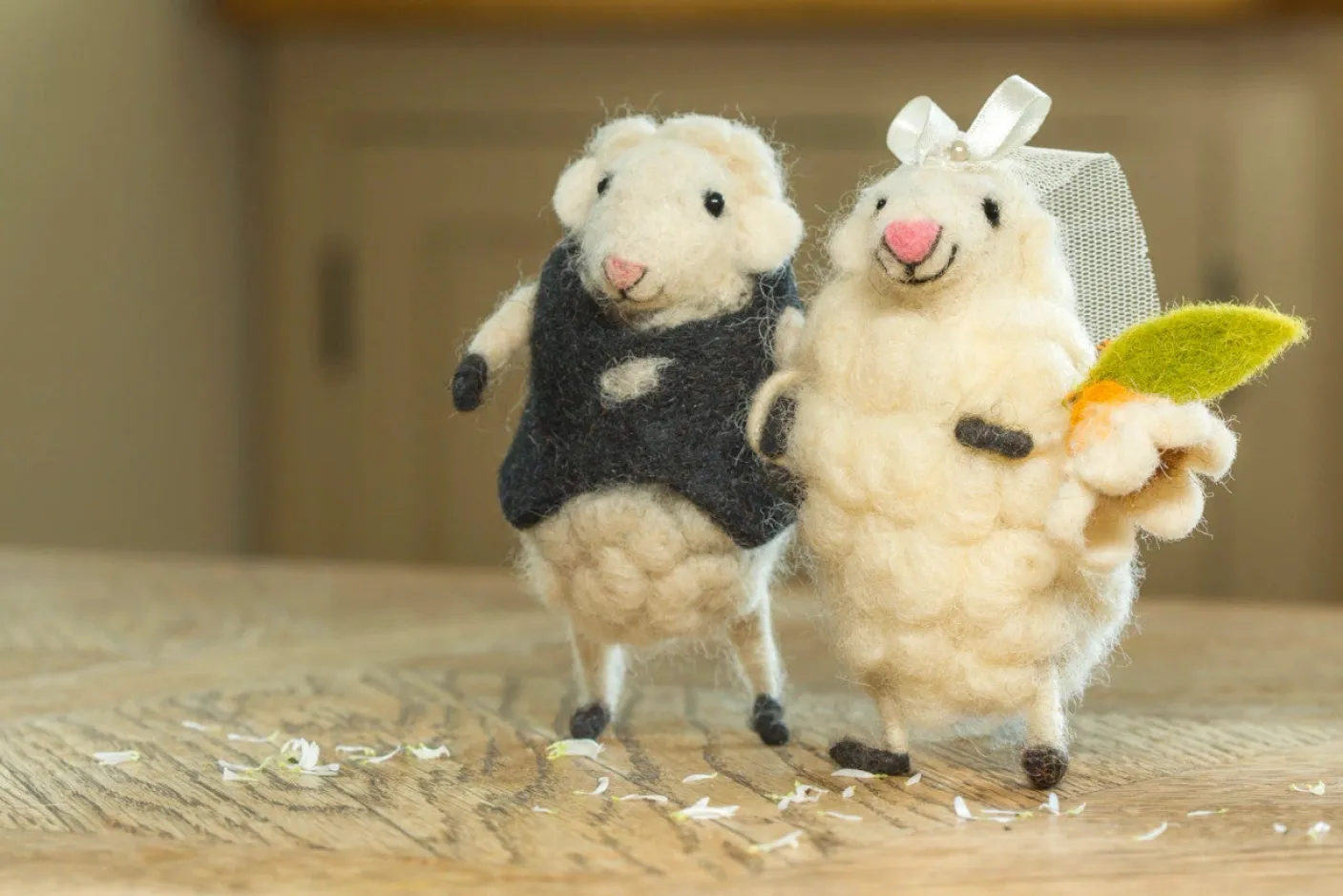 Bride and Groom Wedding Felt Sheep