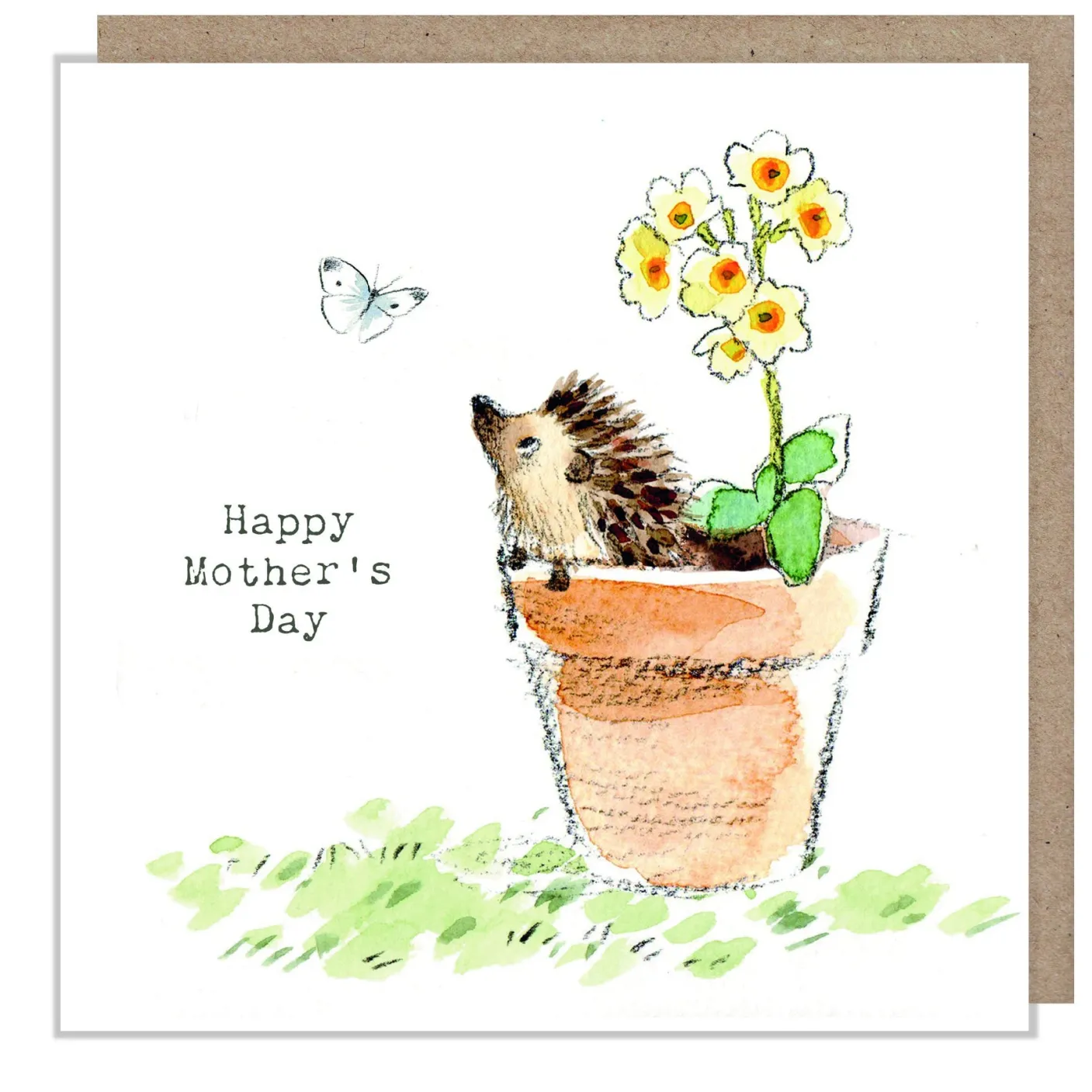 Hedgehog in a Flower Pot Mother's Day Greetings Card