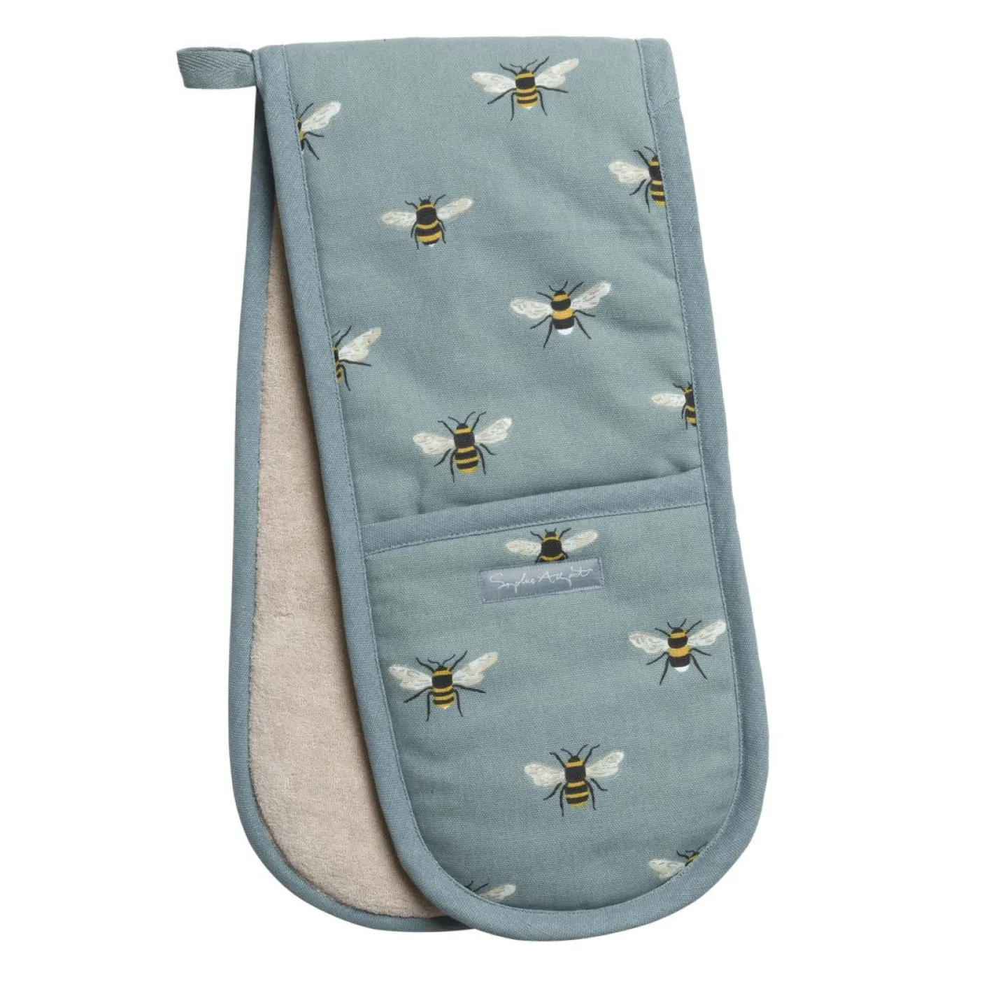 Bees Teal Double Oven Glove