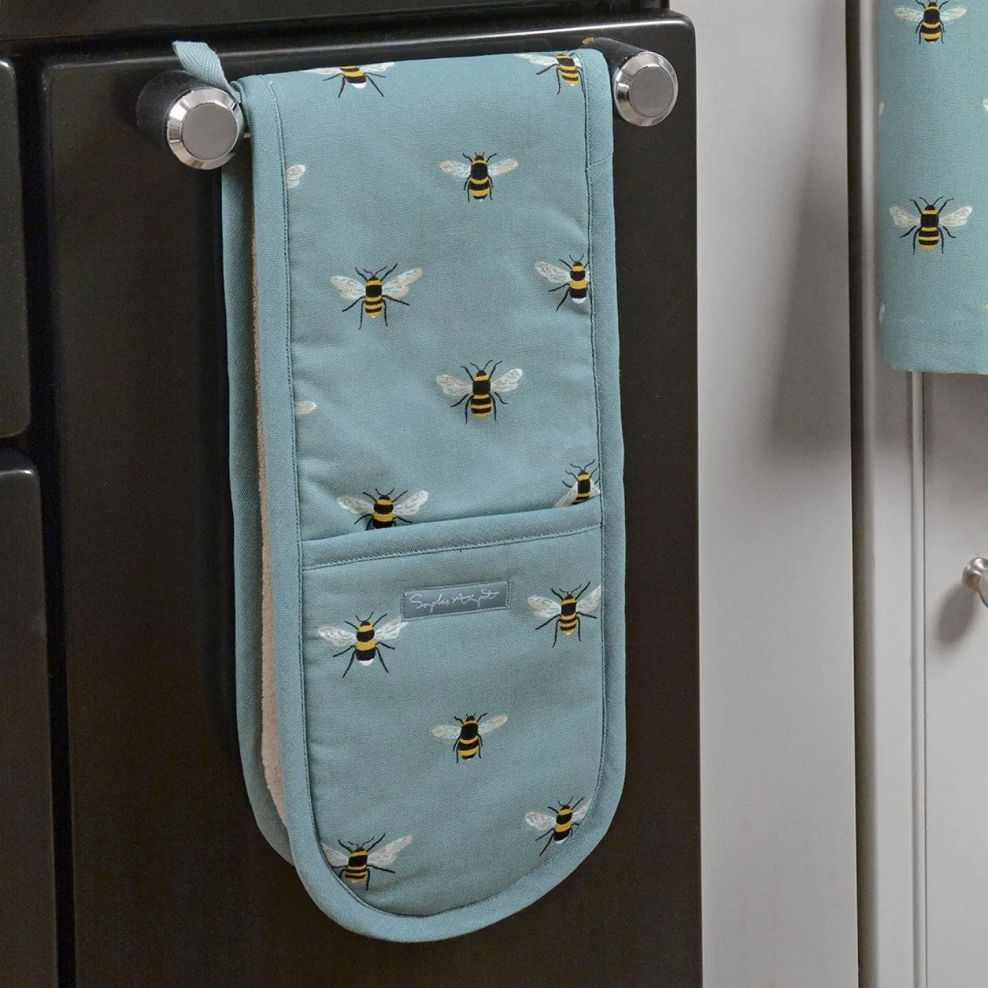 Bees Teal Double Oven Glove