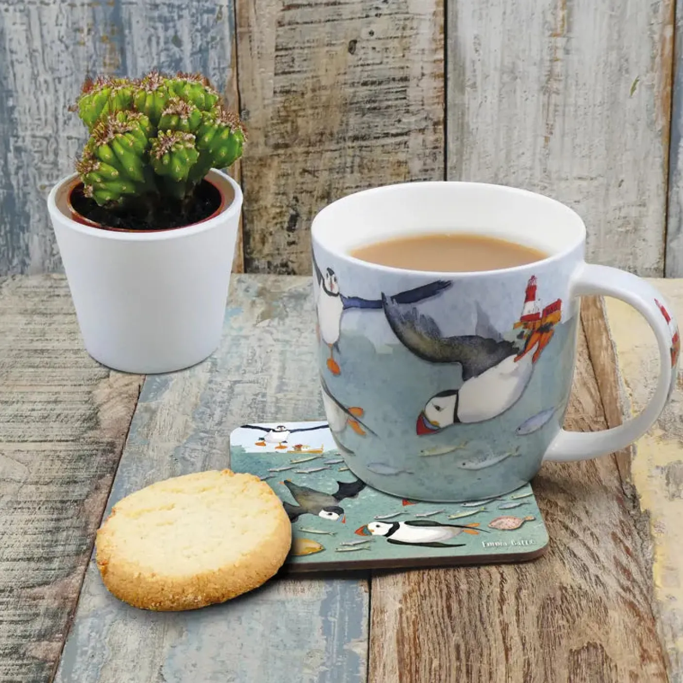 Diving Puffins Bone China Mug- (Boxed)