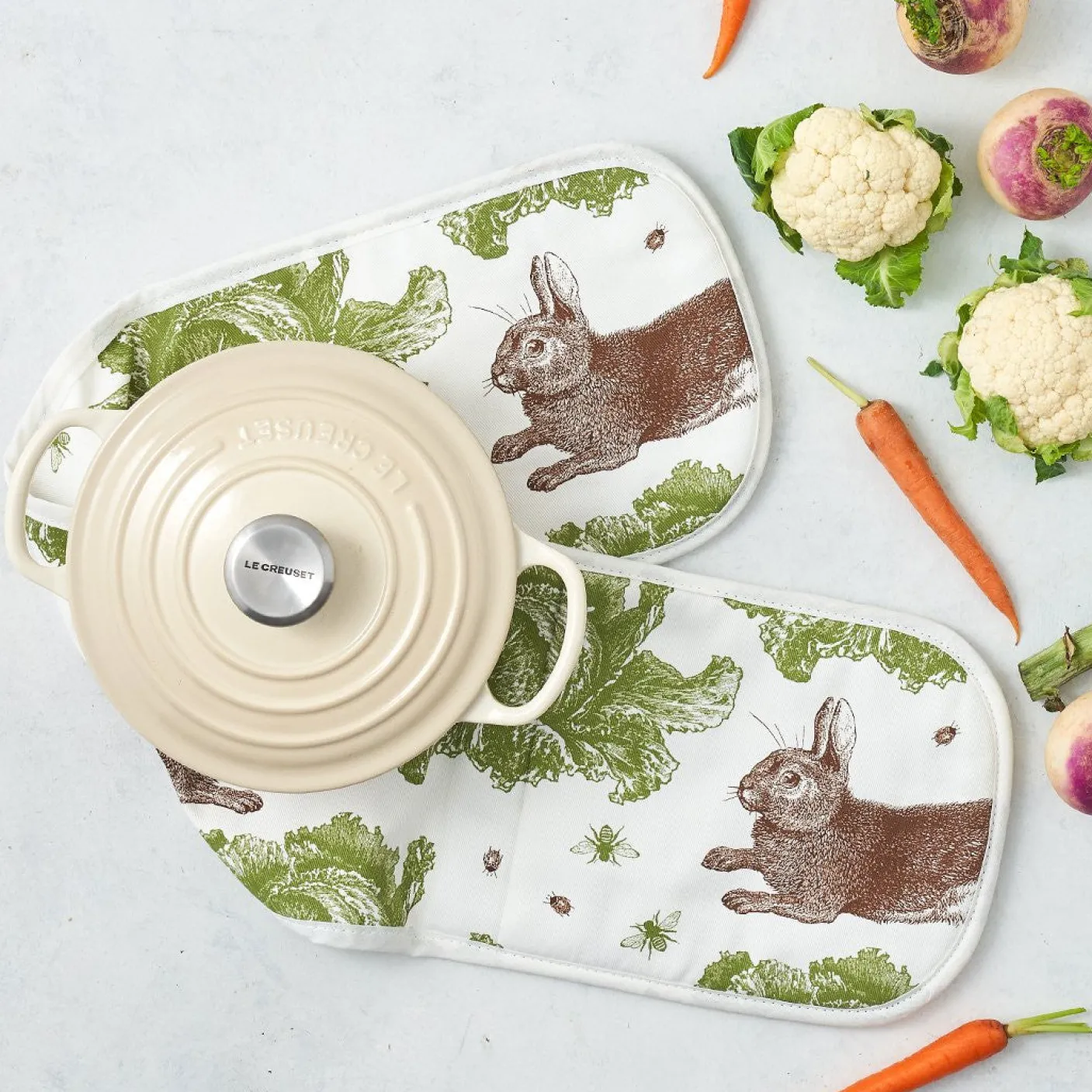Rabbit & Cabbage Double Oven Glove
