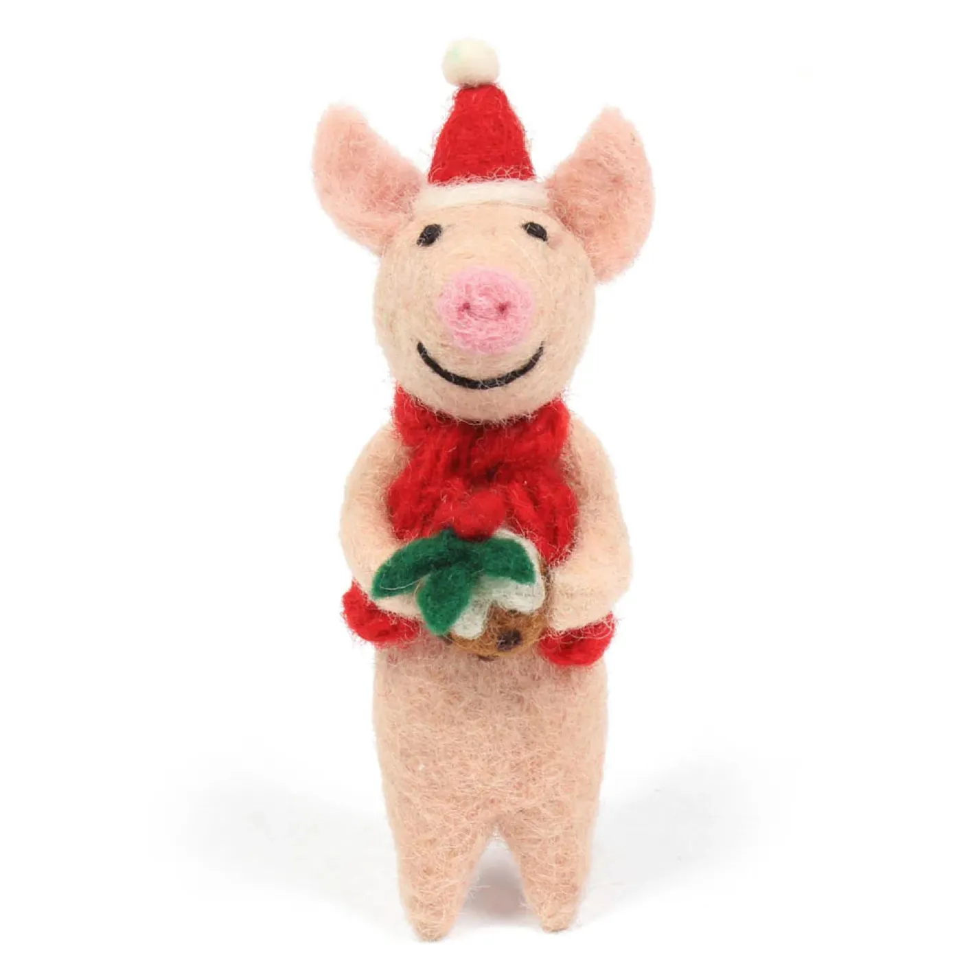 Piglet with Christmas Pudding Felt Decoration