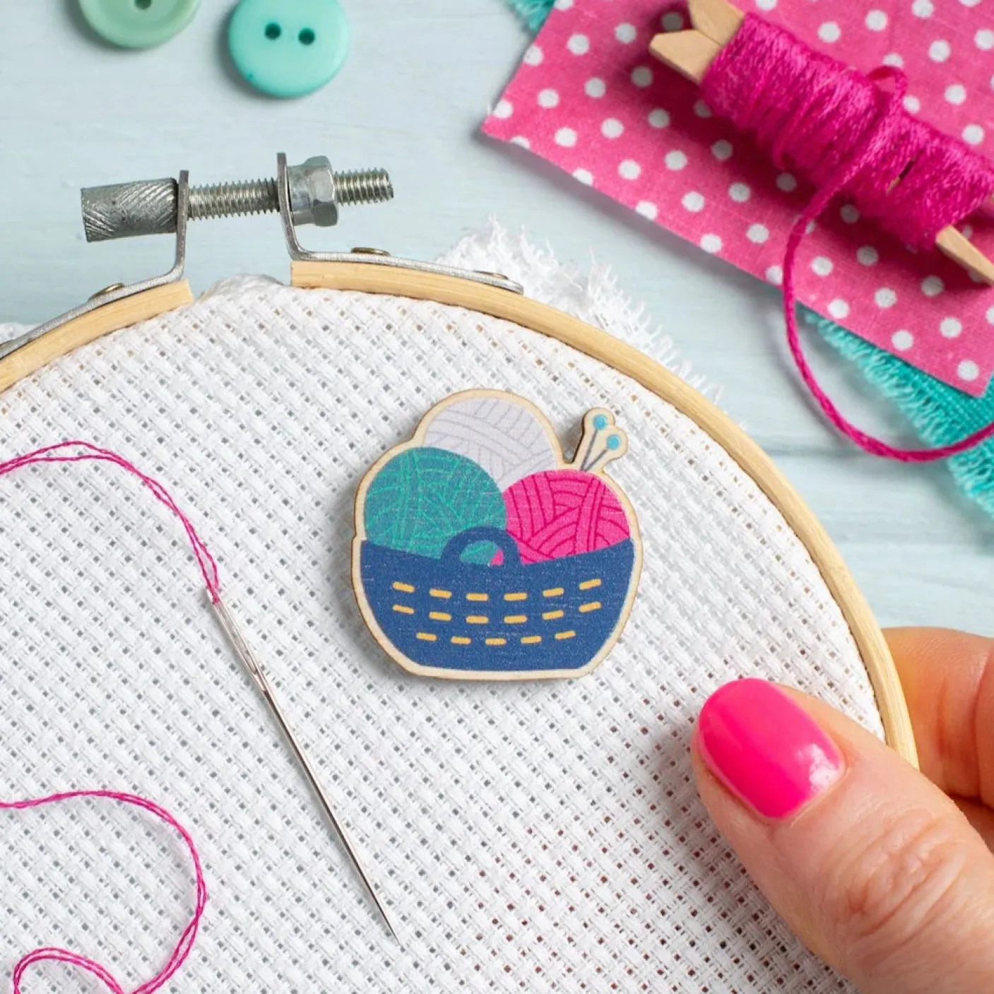 Yarn Basket Magnetic Needle Holder