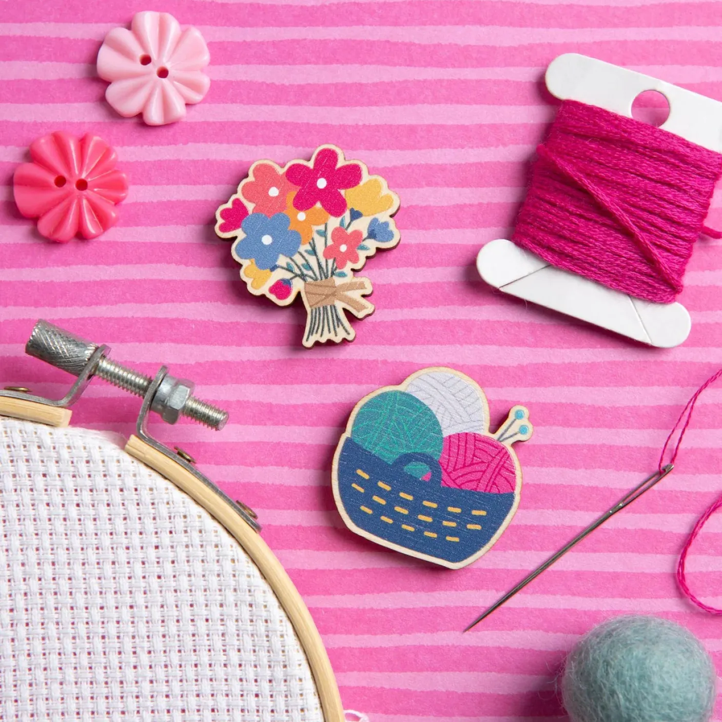 Yarn Basket Magnetic Needle Holder