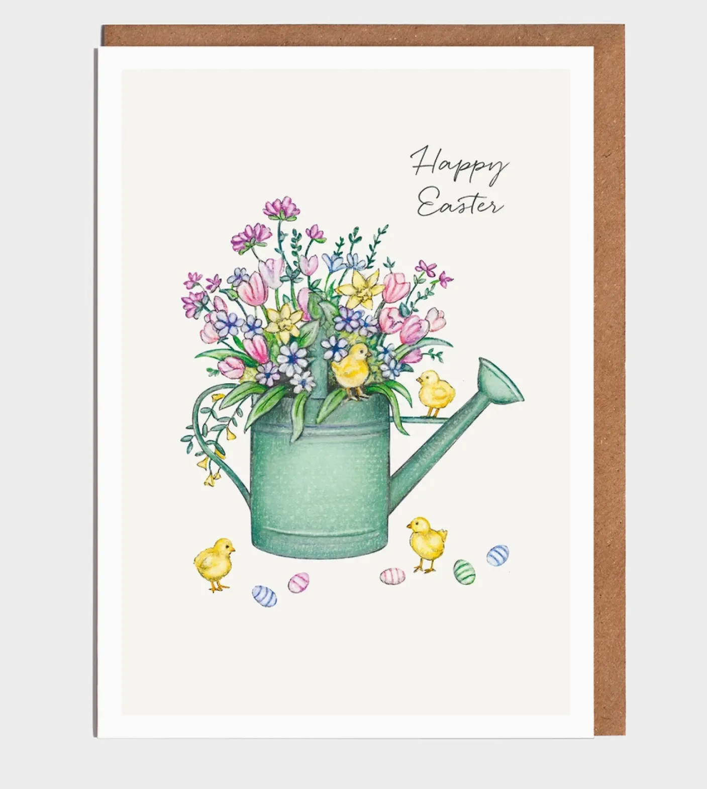 Chicks and Watering Can Easter Card