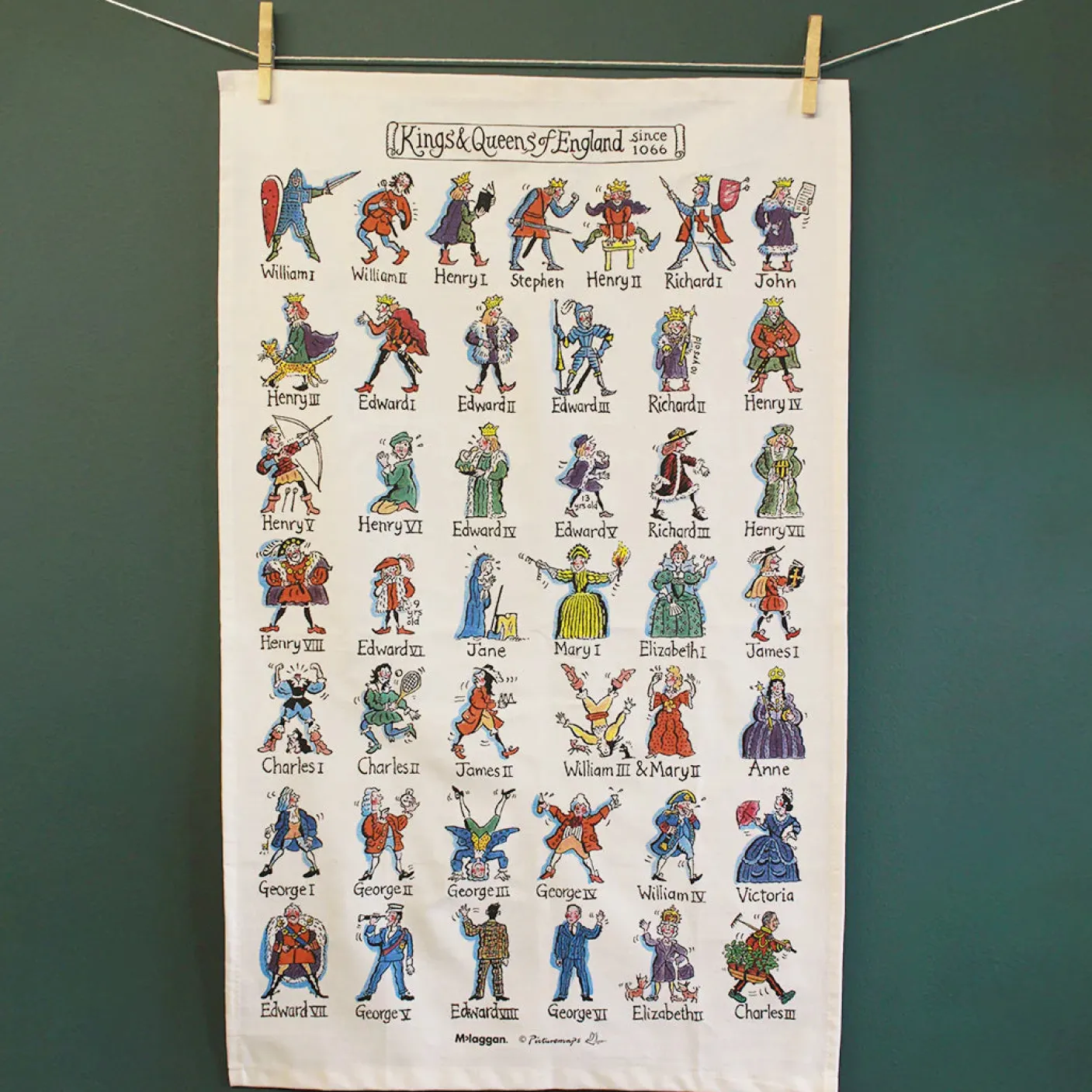 Kings and Queens of England Tea Towel