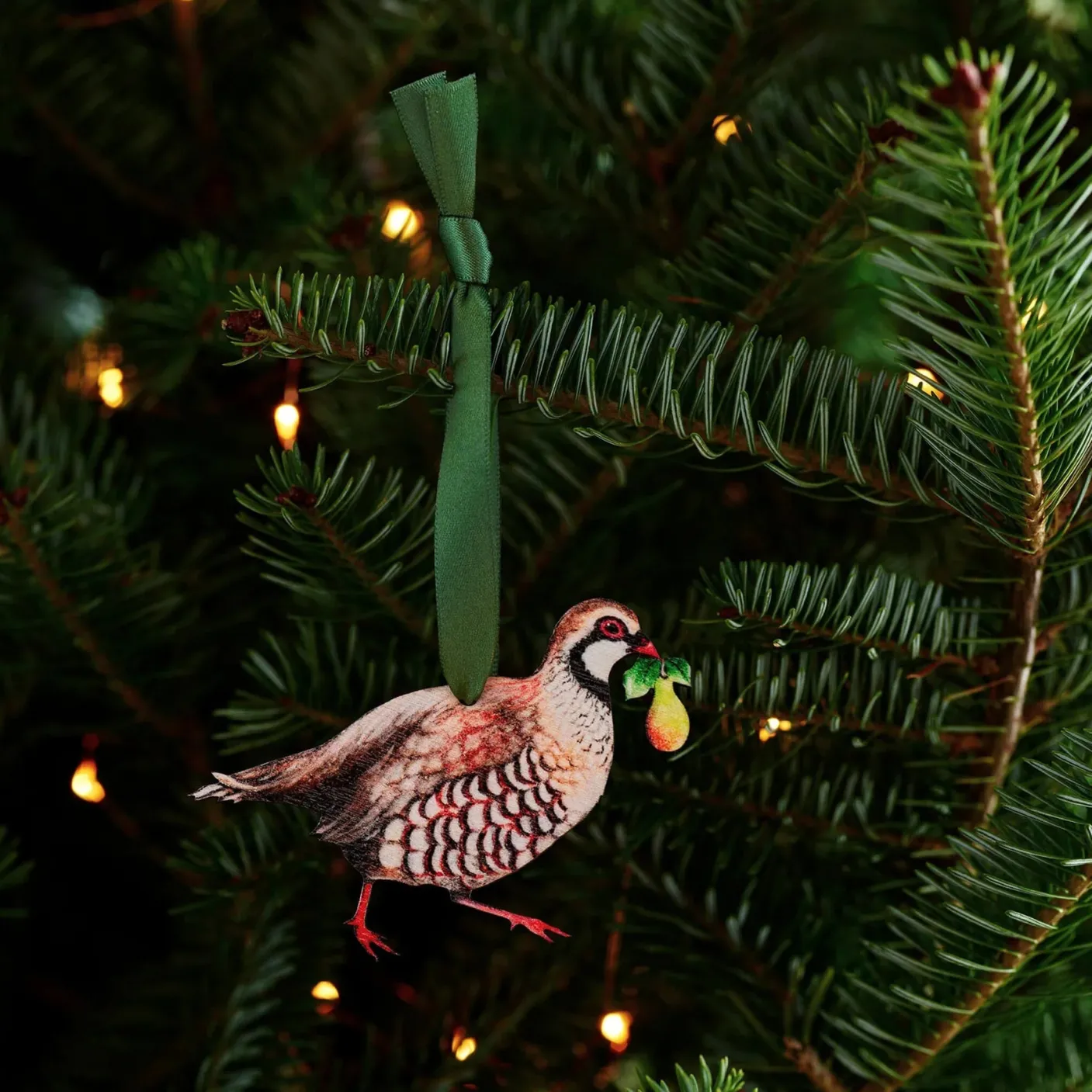 Partridge Wooden Christmas Decoration