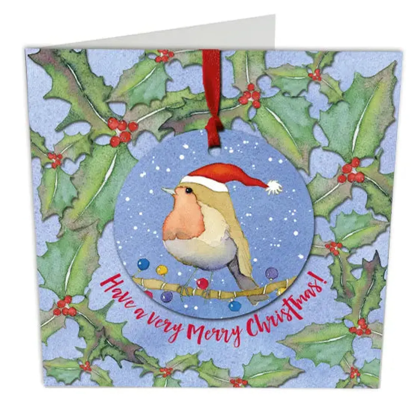 Santa Robin Melamine Bauble Card