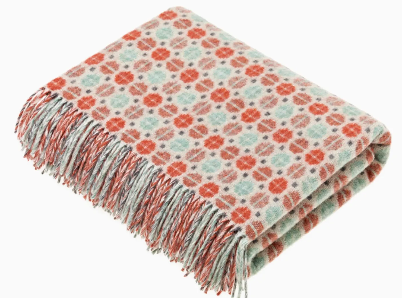 Milan Coral/Mint Merino Lambswool Throw
