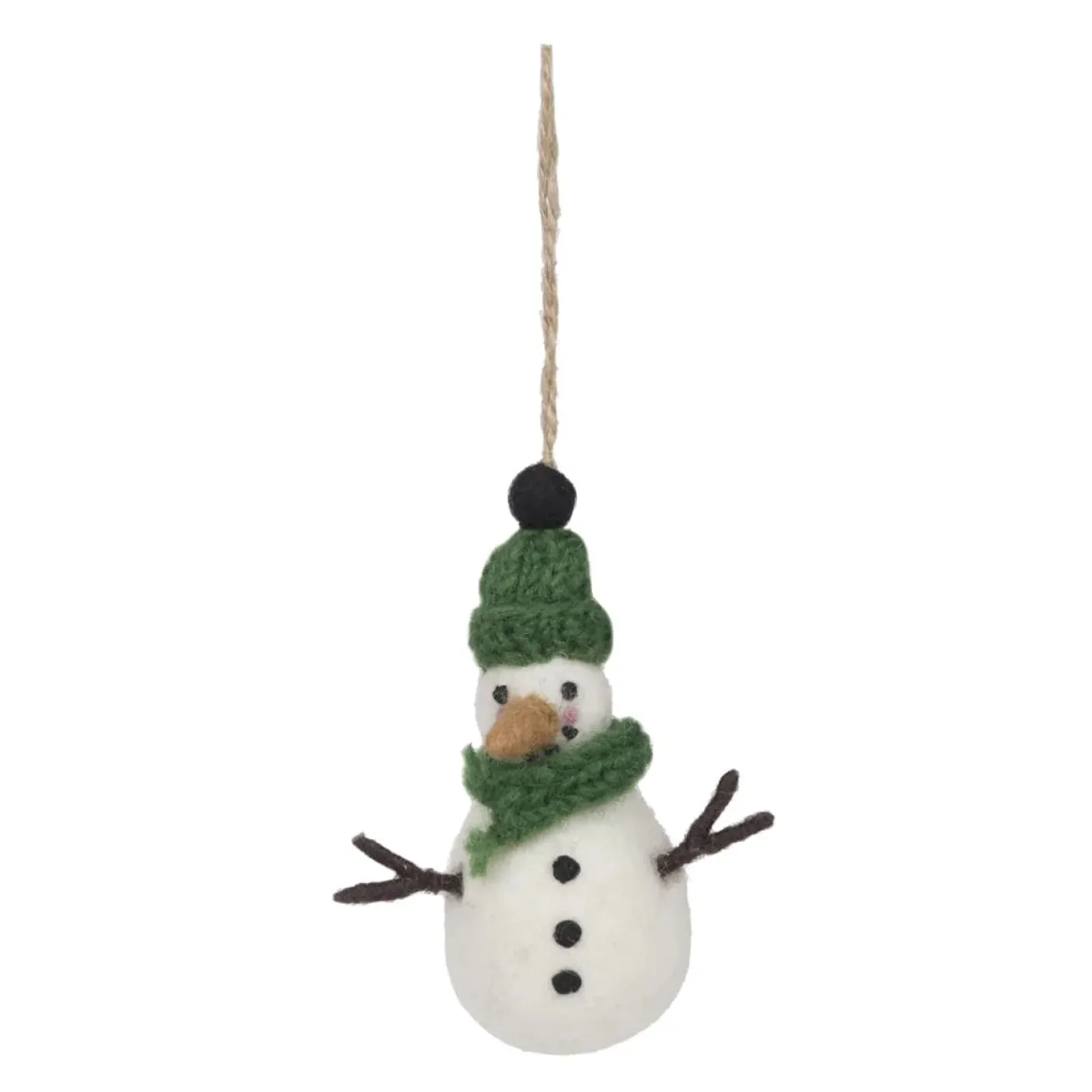Christmas Snowman Green Felt Tree Decoration