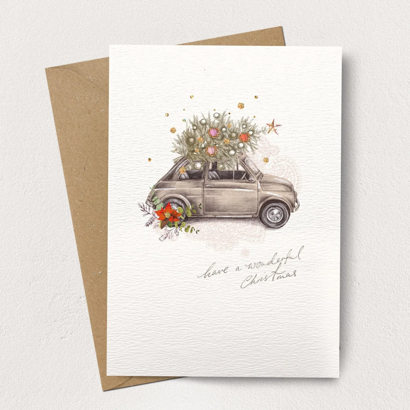 Wonderful Christmas Little Car Christmas Card
