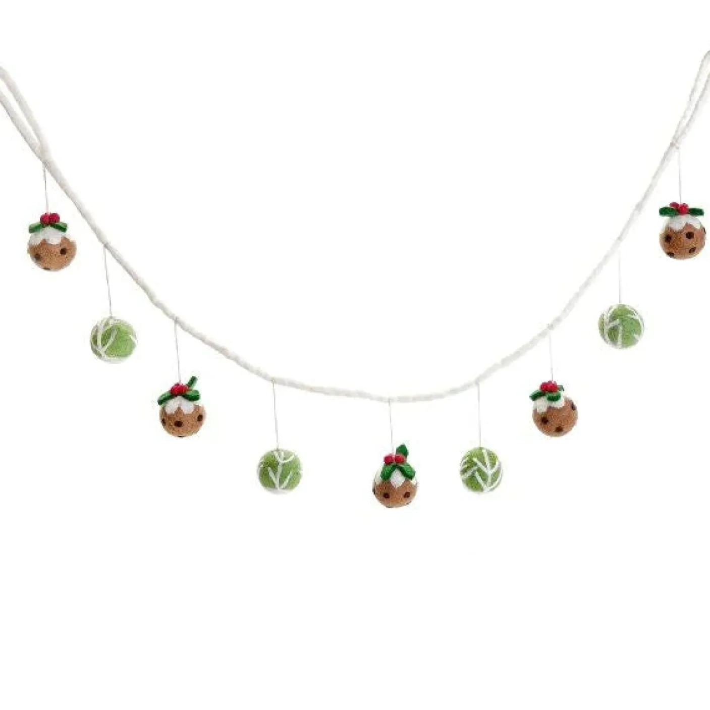 Sprout and Christmas Pudding Garland