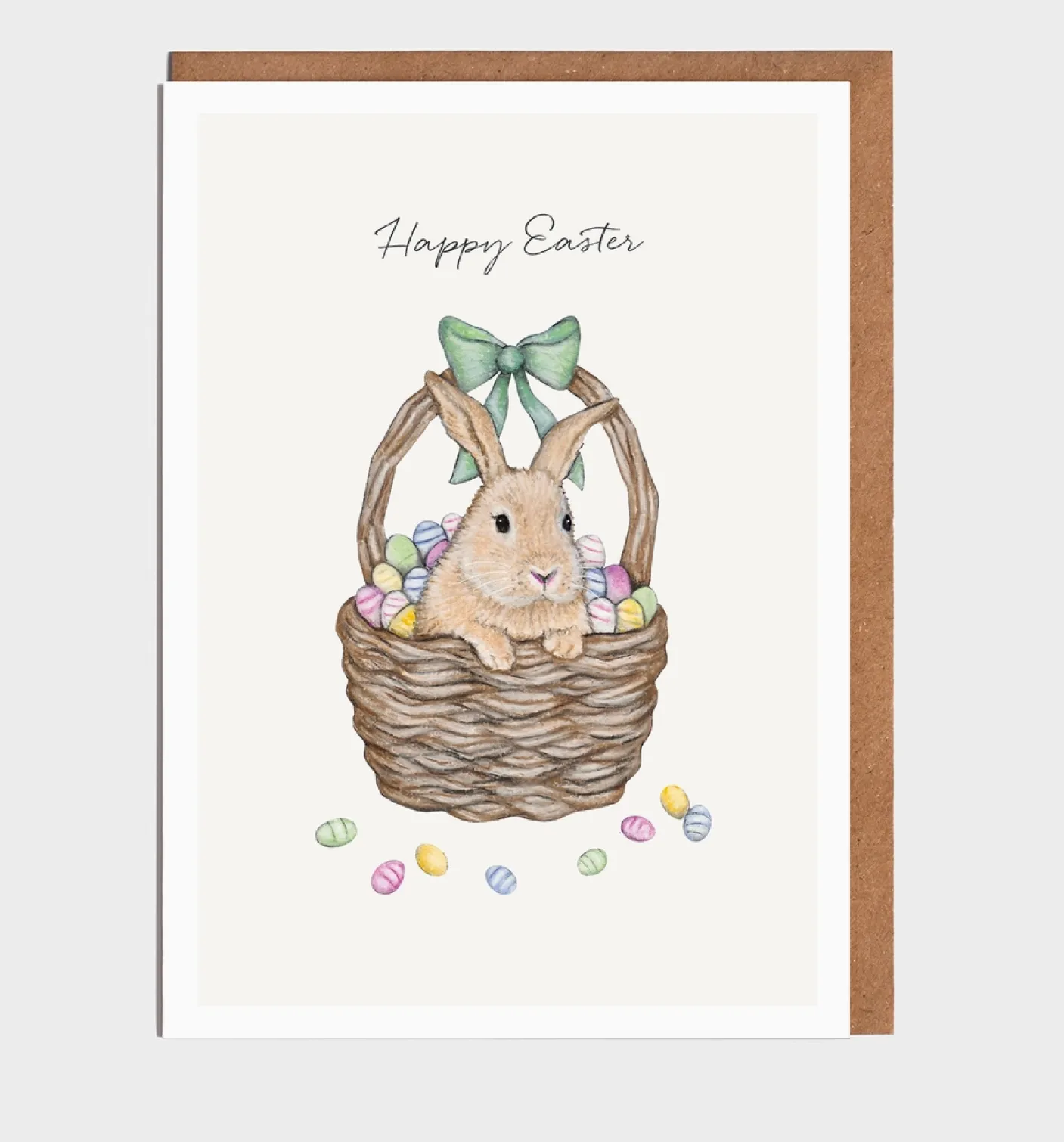 Rabbit in a Basket Easter Card