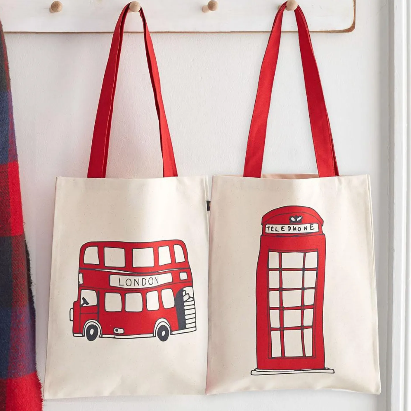 Telephone Box and London Bus Canvas Tote Bag