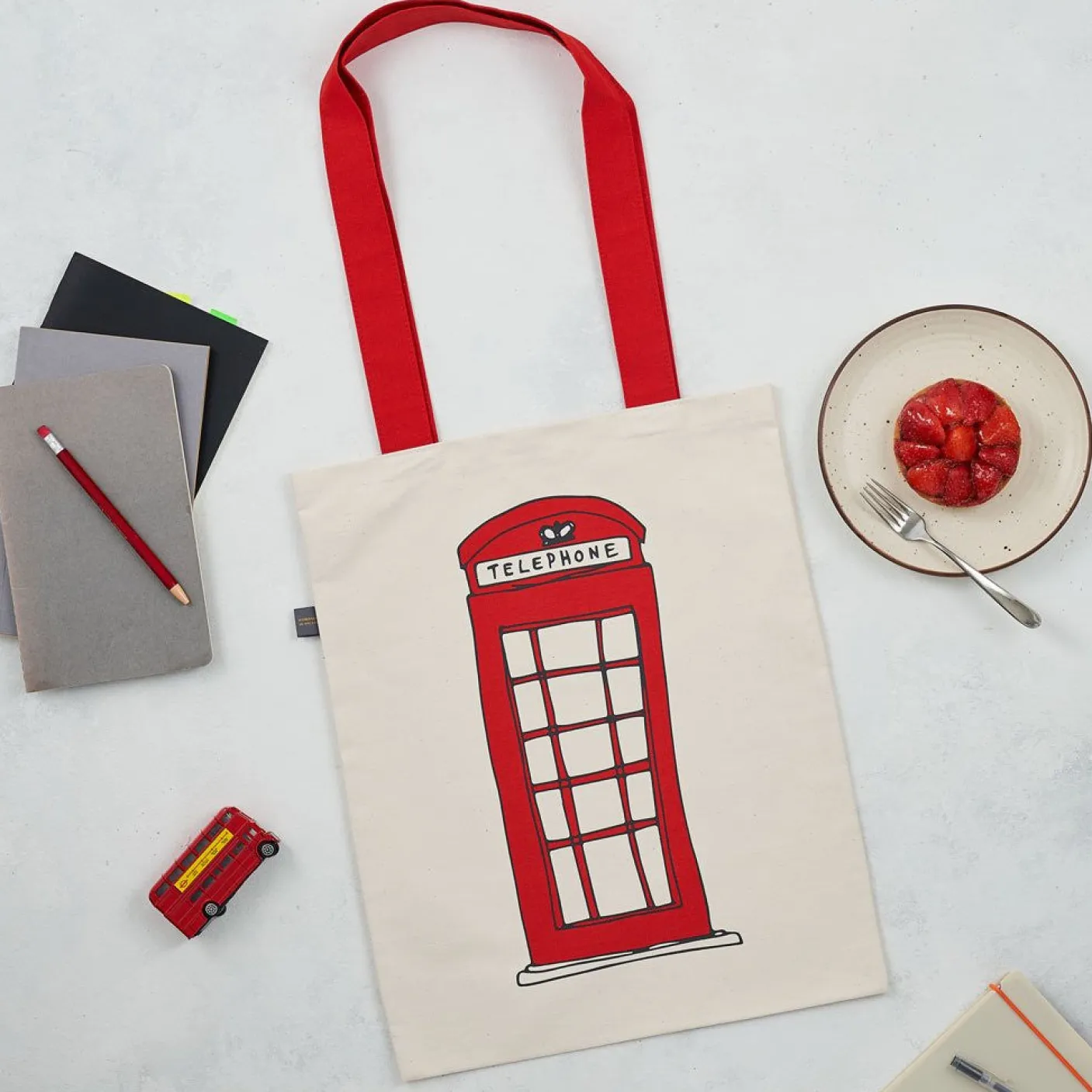 Telephone Box and London Bus Canvas Tote Bag