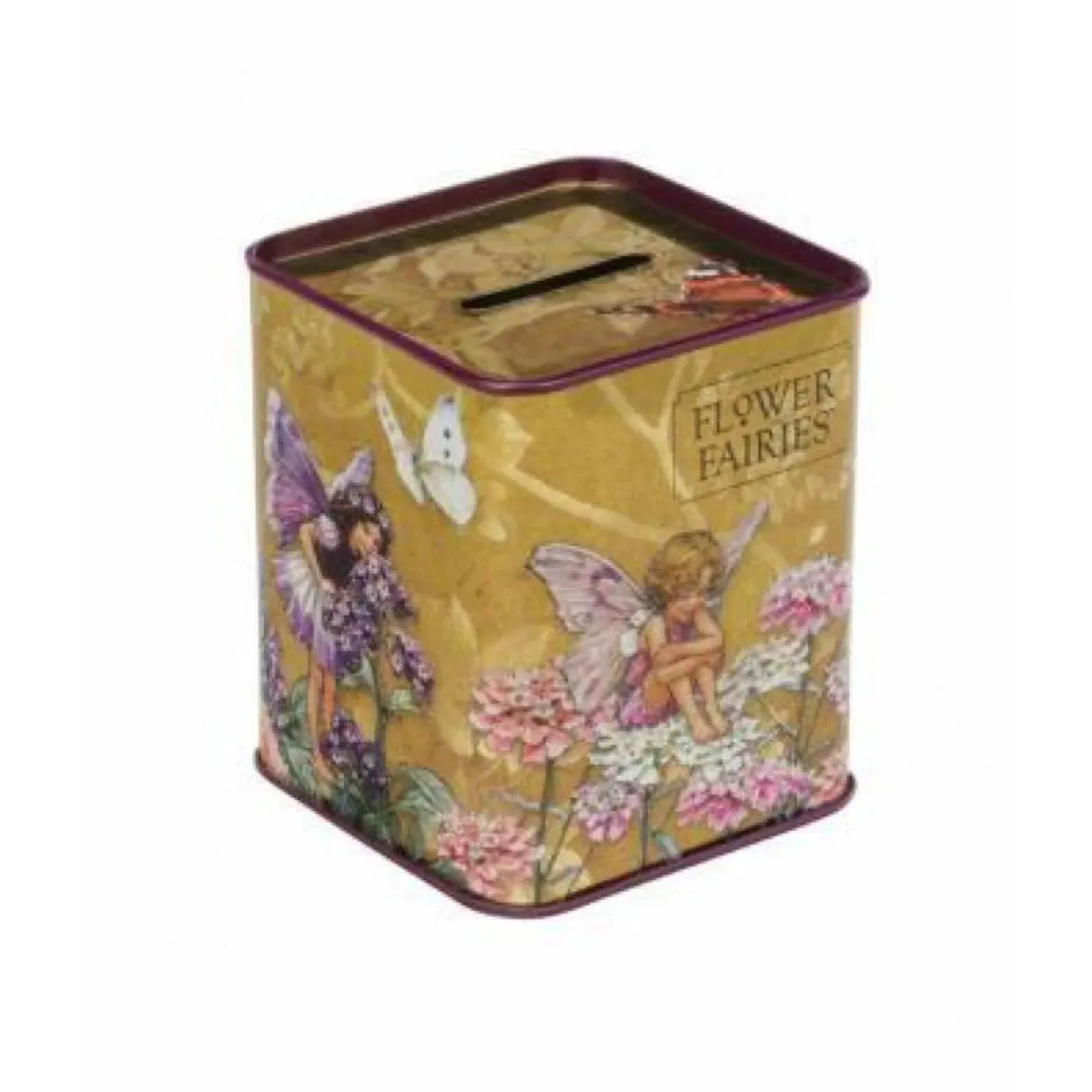 Flower Fairies Square Tin Money Box