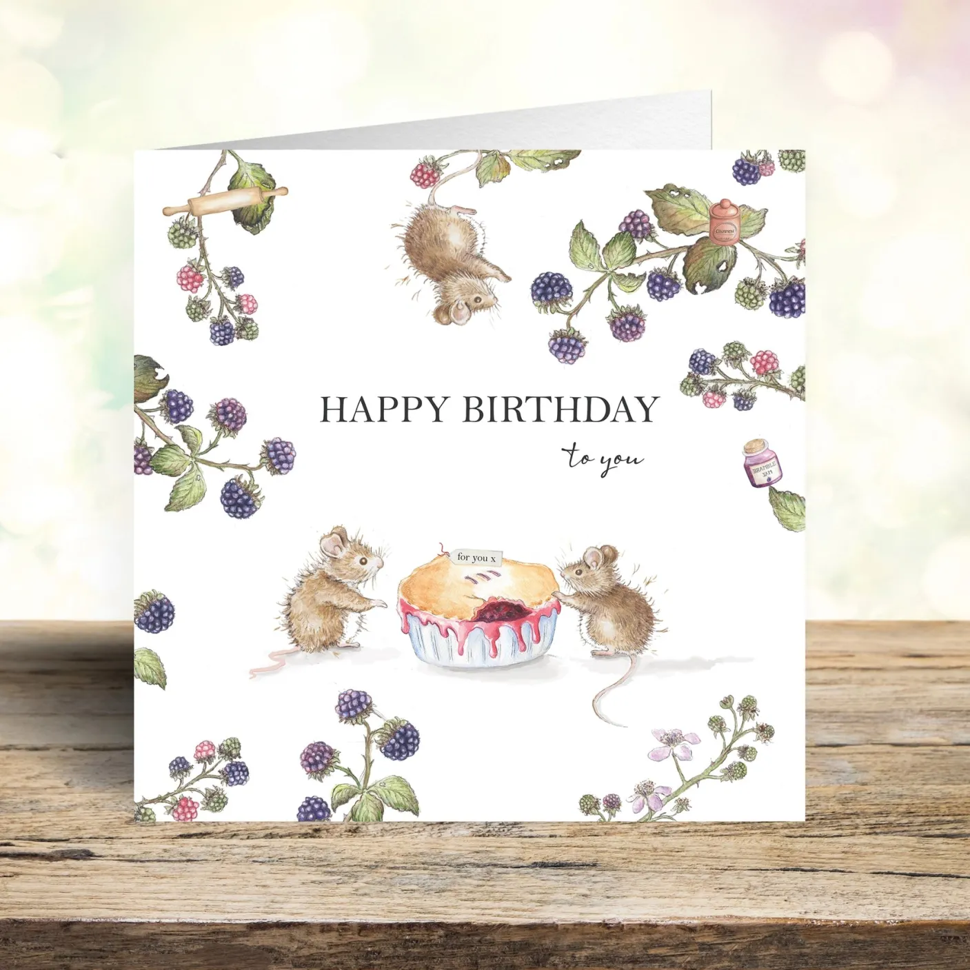 Blackberry Mice Birthday Card