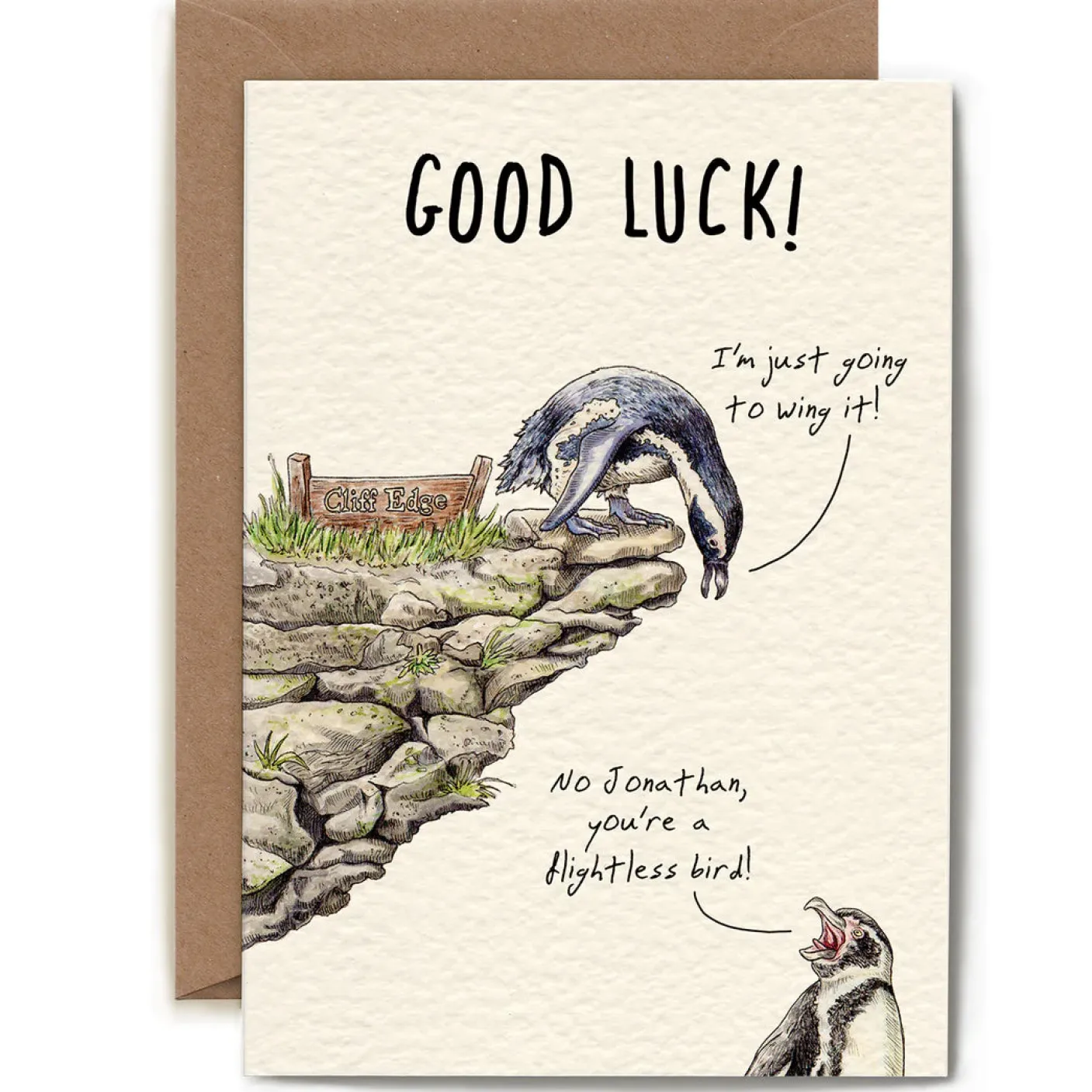 Flightless Bird 'Good Luck' Greetings Card
