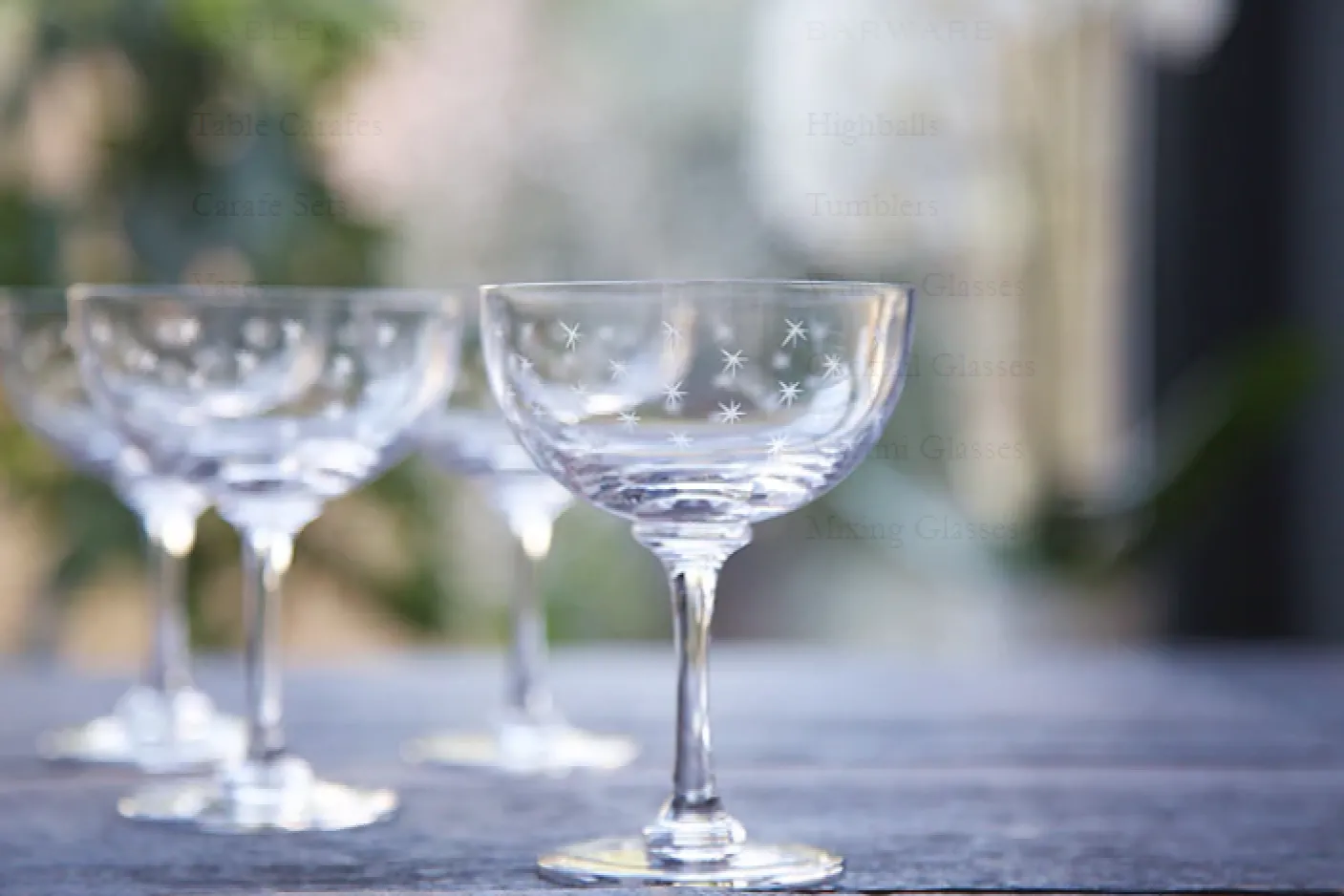 Champagne Saucer with Stars Design by The Vintage List