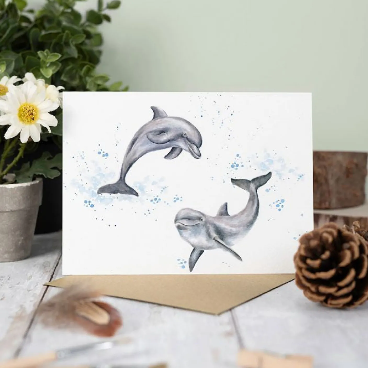 'Flippin Around' Dolphin Greetings Card
