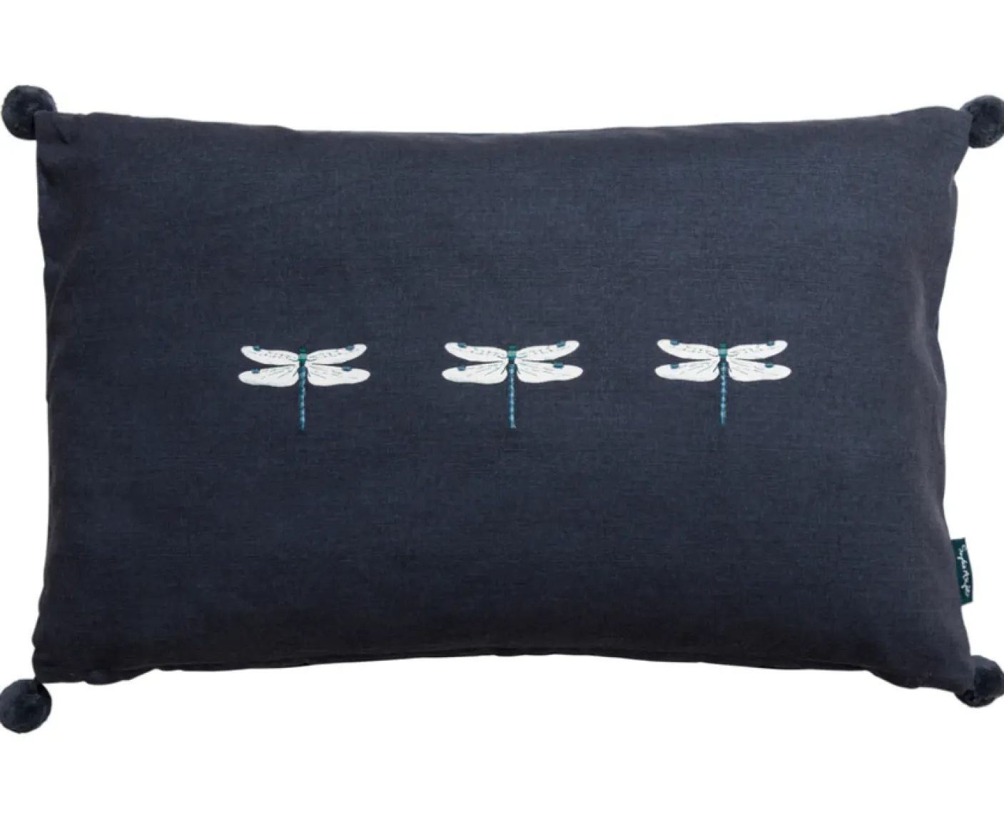 Embroidered Dragonfly Cotton Pillow