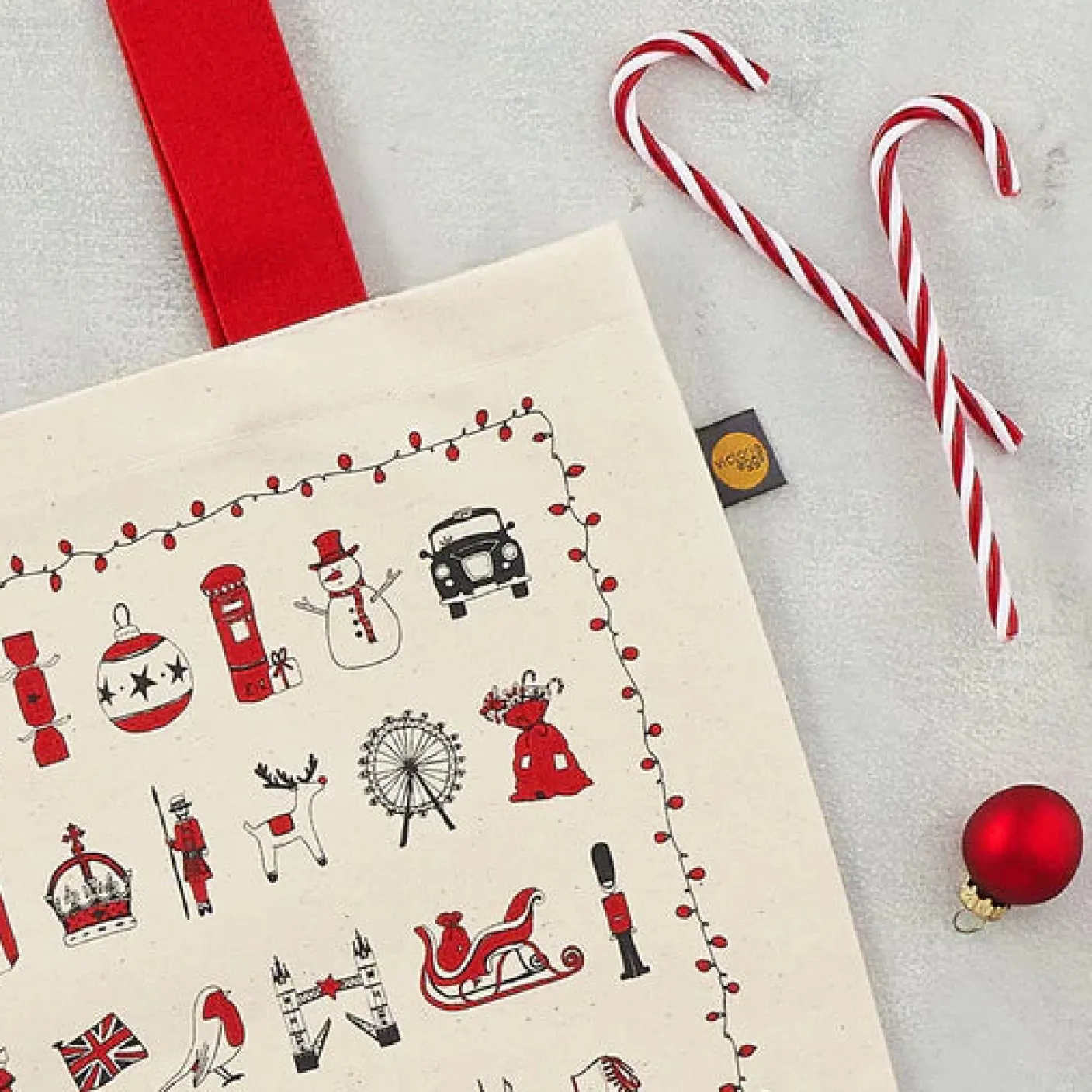 London Christmas Canvas Tote Bag