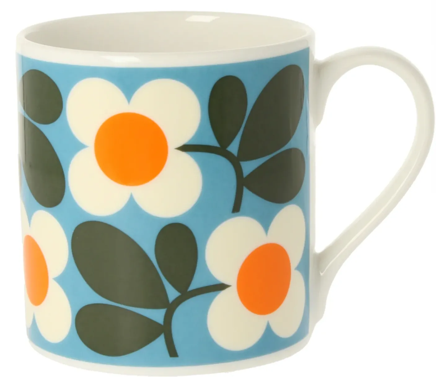 Orla Kiely Floret Turquoise Bone China Mug