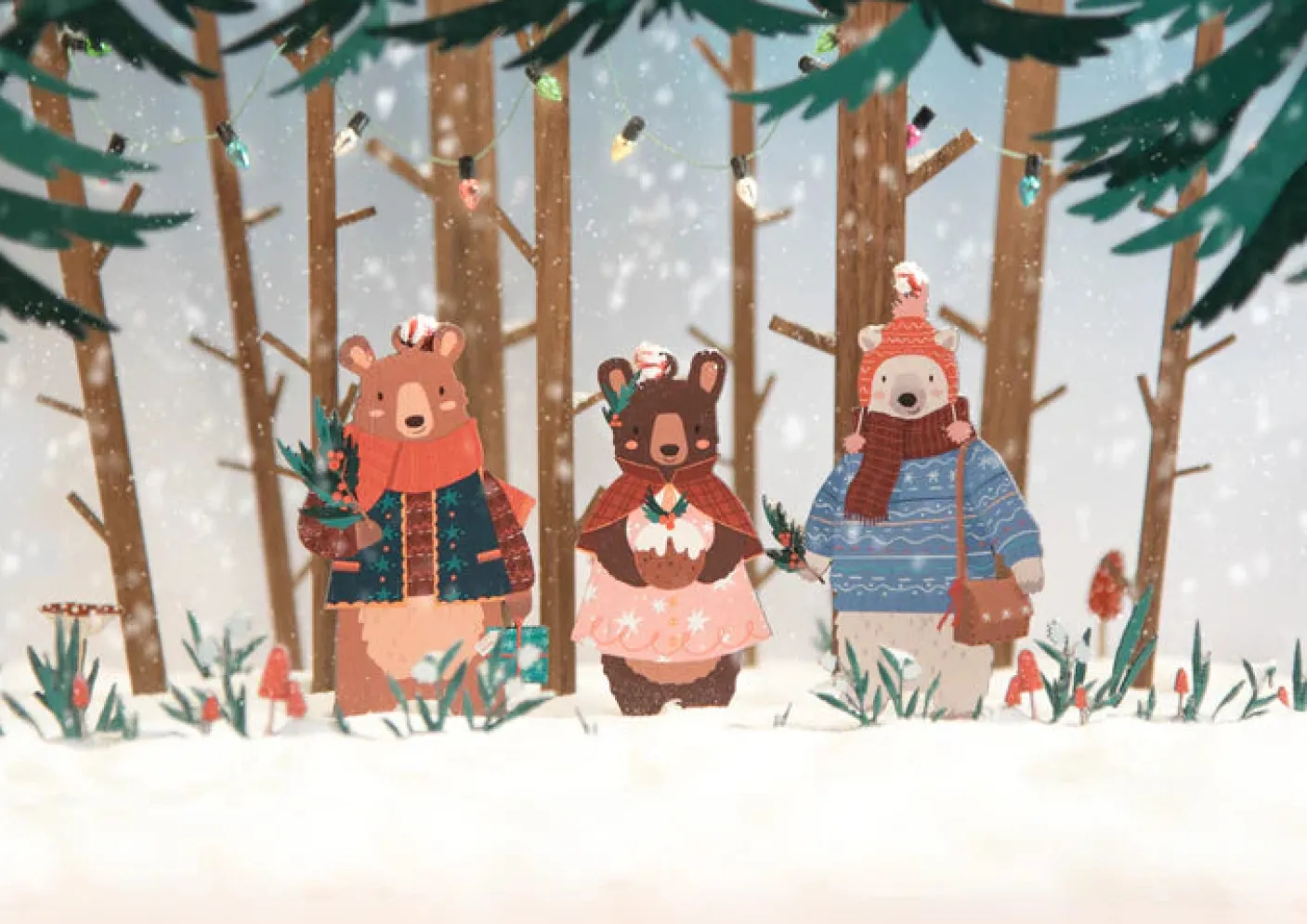 Wintery Bears Wooden Decorations