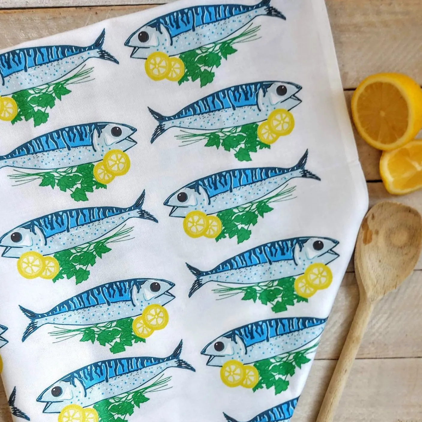 Fish & Lemon Tea Towel