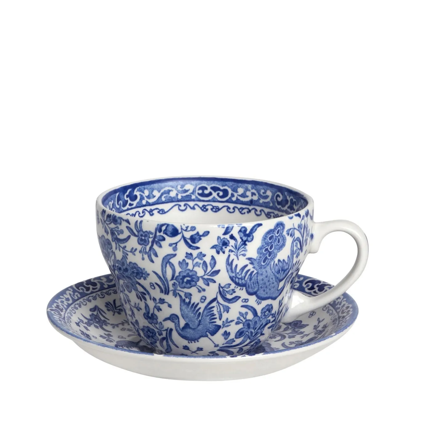 Blue Regal Peacock Breakfast Cup and Saucer