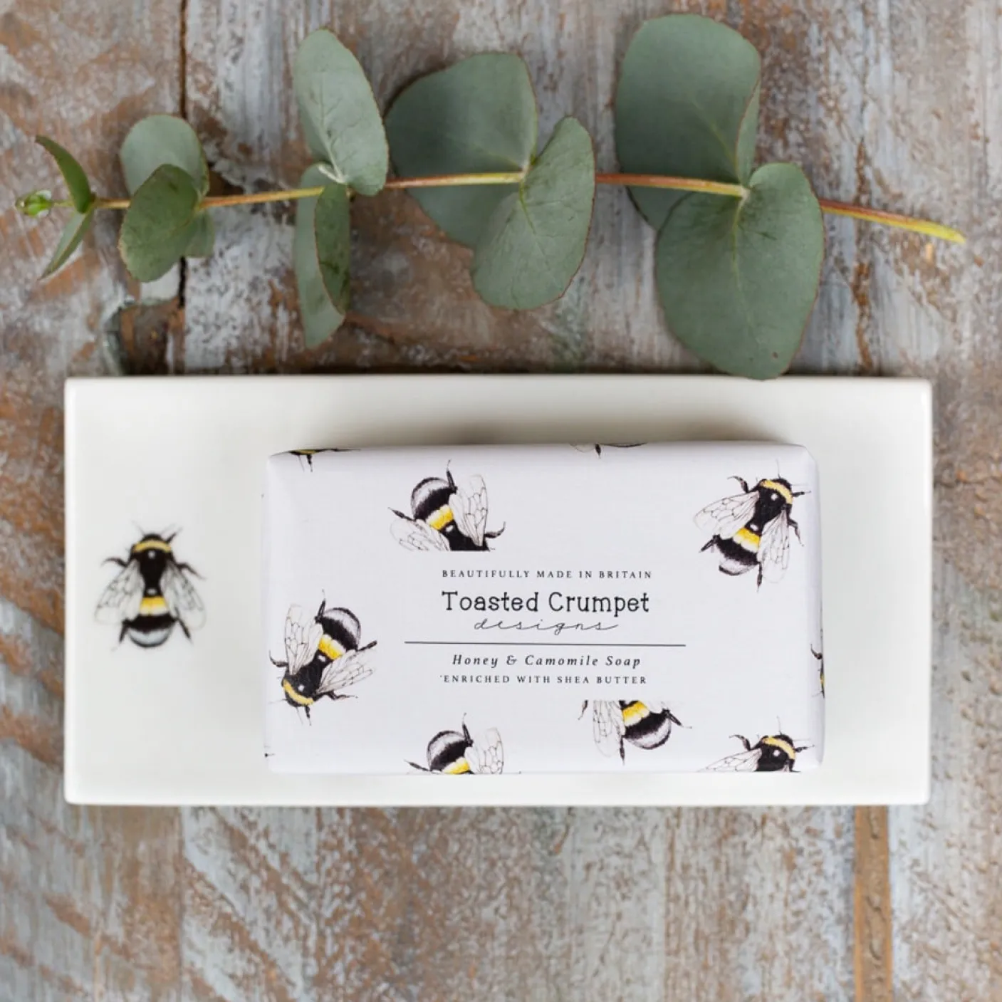 Bee Bone China Rectangular Soap Dish