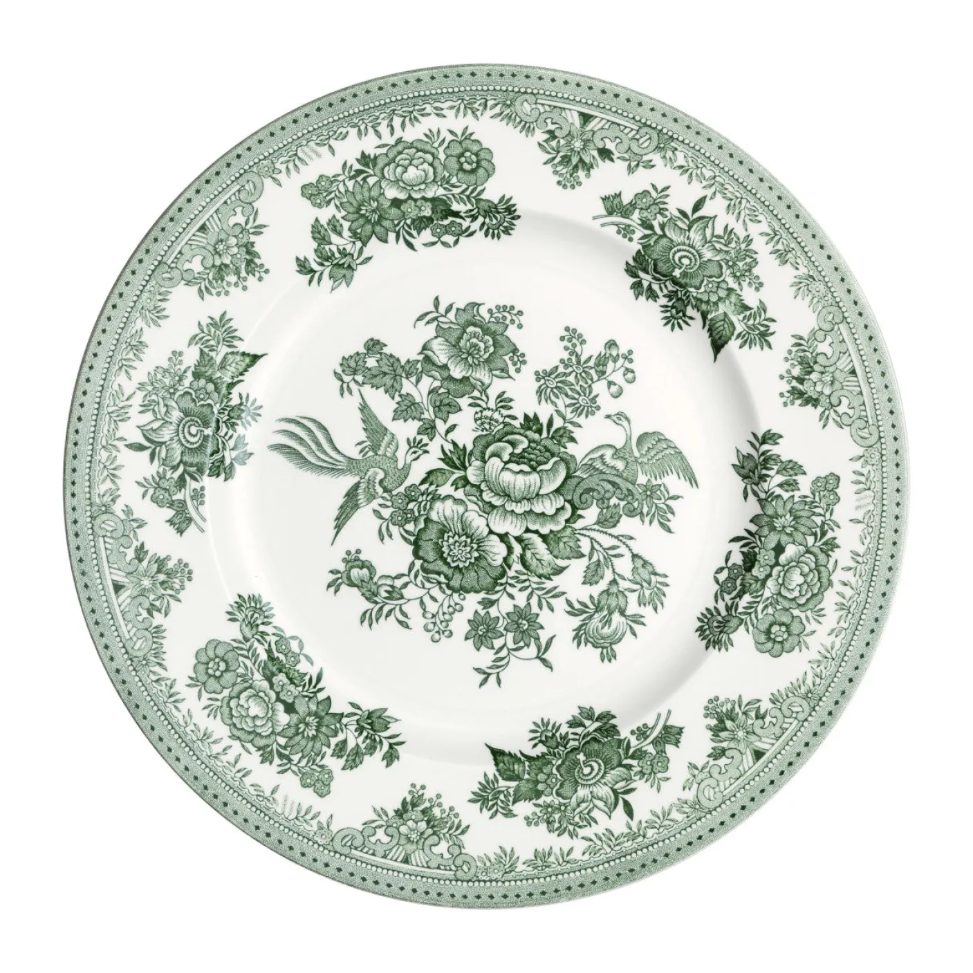 Dark Green Asiatic Pheasant Dinner Plate 10 1/2 in