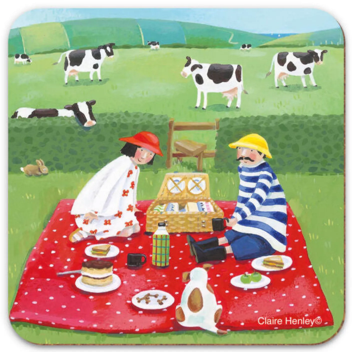 Picnic with the Cows Coaster