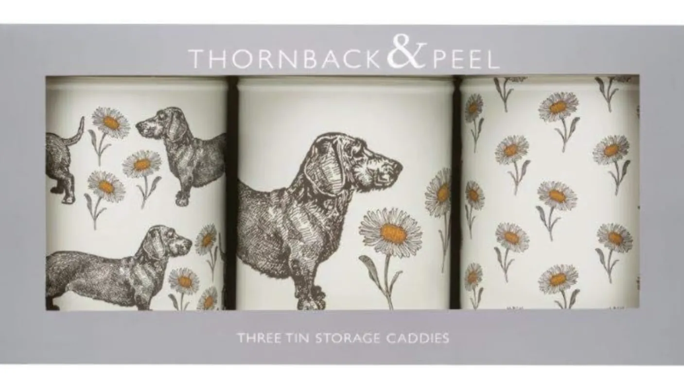 Dog & Daisy Set of 3 Round Caddies