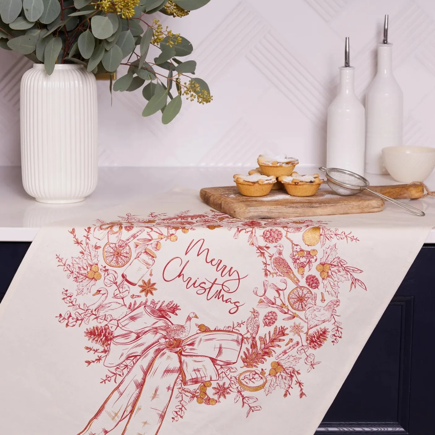 Christmas Wreath Tea Towel