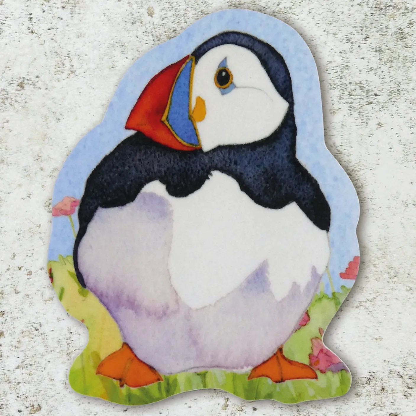 Sitting Puffin 3 Die Cut Coaster