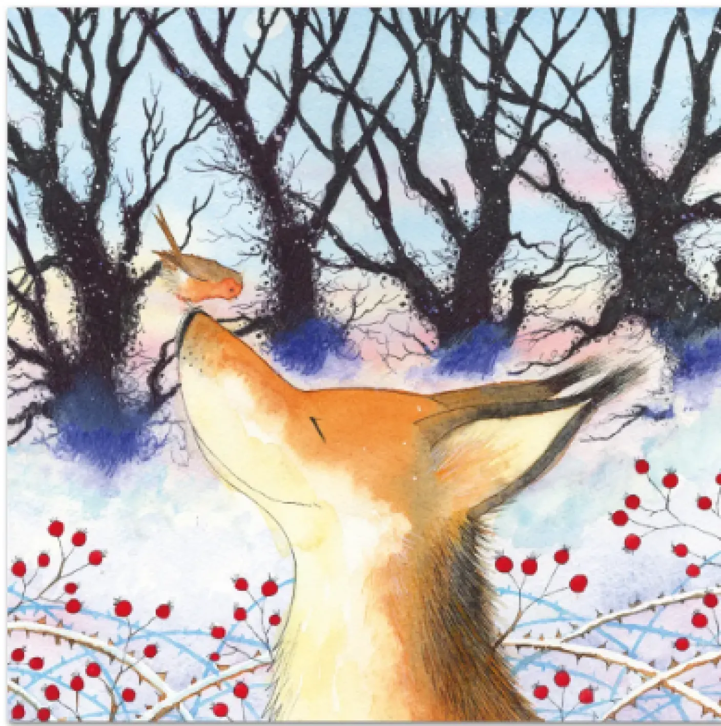 Fox and Robin Pack of 6 Christmas Cards