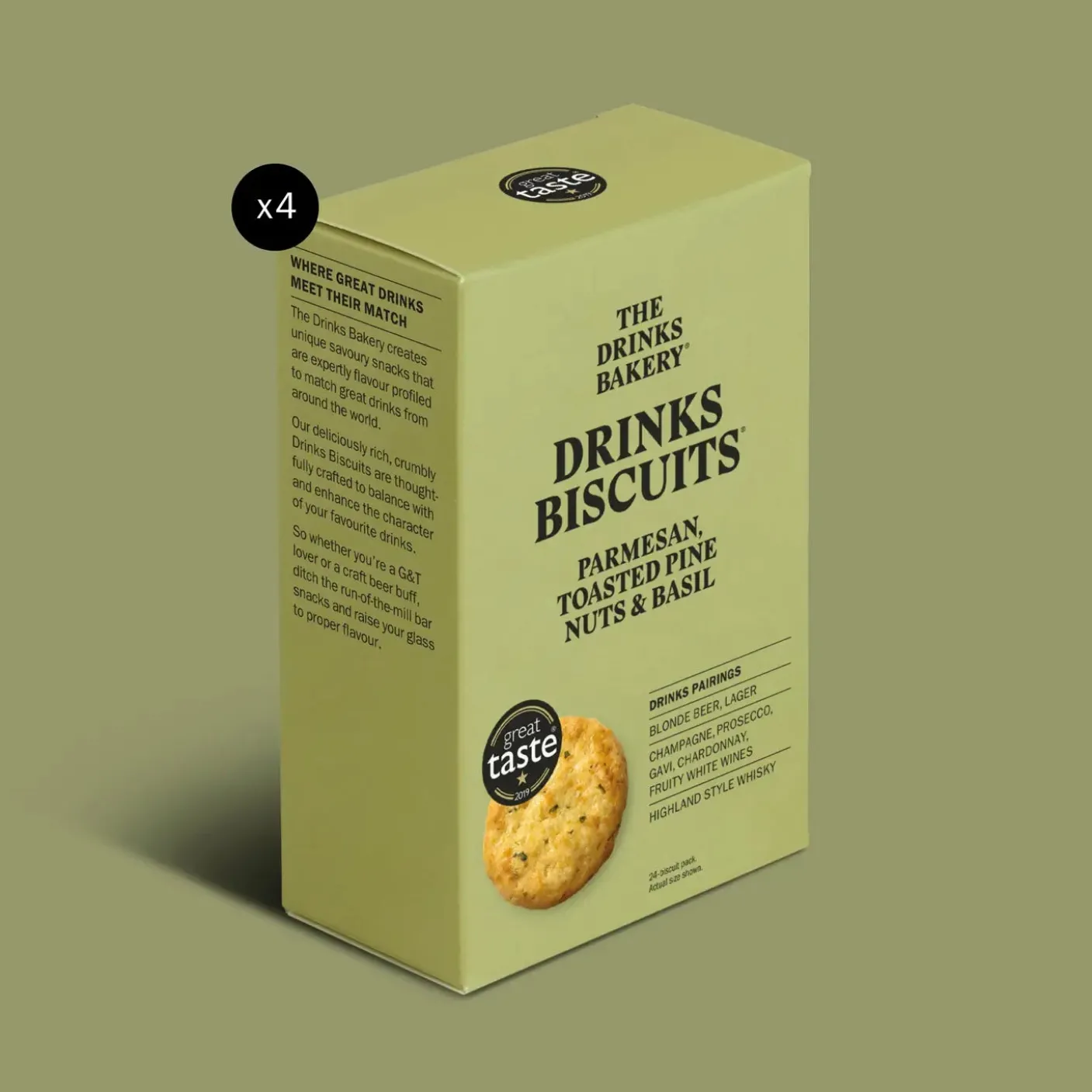 Parmesan, Toasted Pine Nuts and Basil Drinks Biscuits 110g