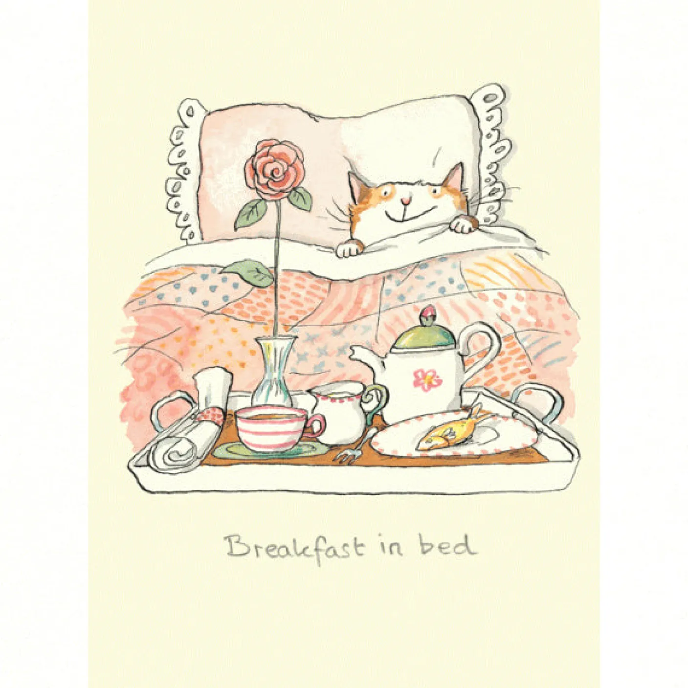 Breakfast in Bed Greetings Card