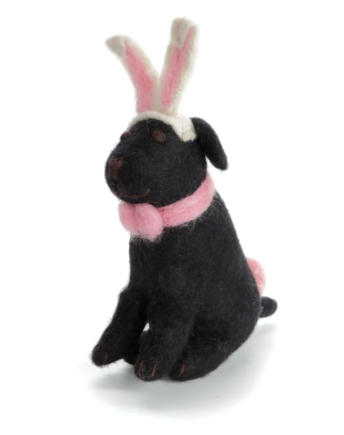 Bunny Earred Sitting Black Labrador Felt Decoration