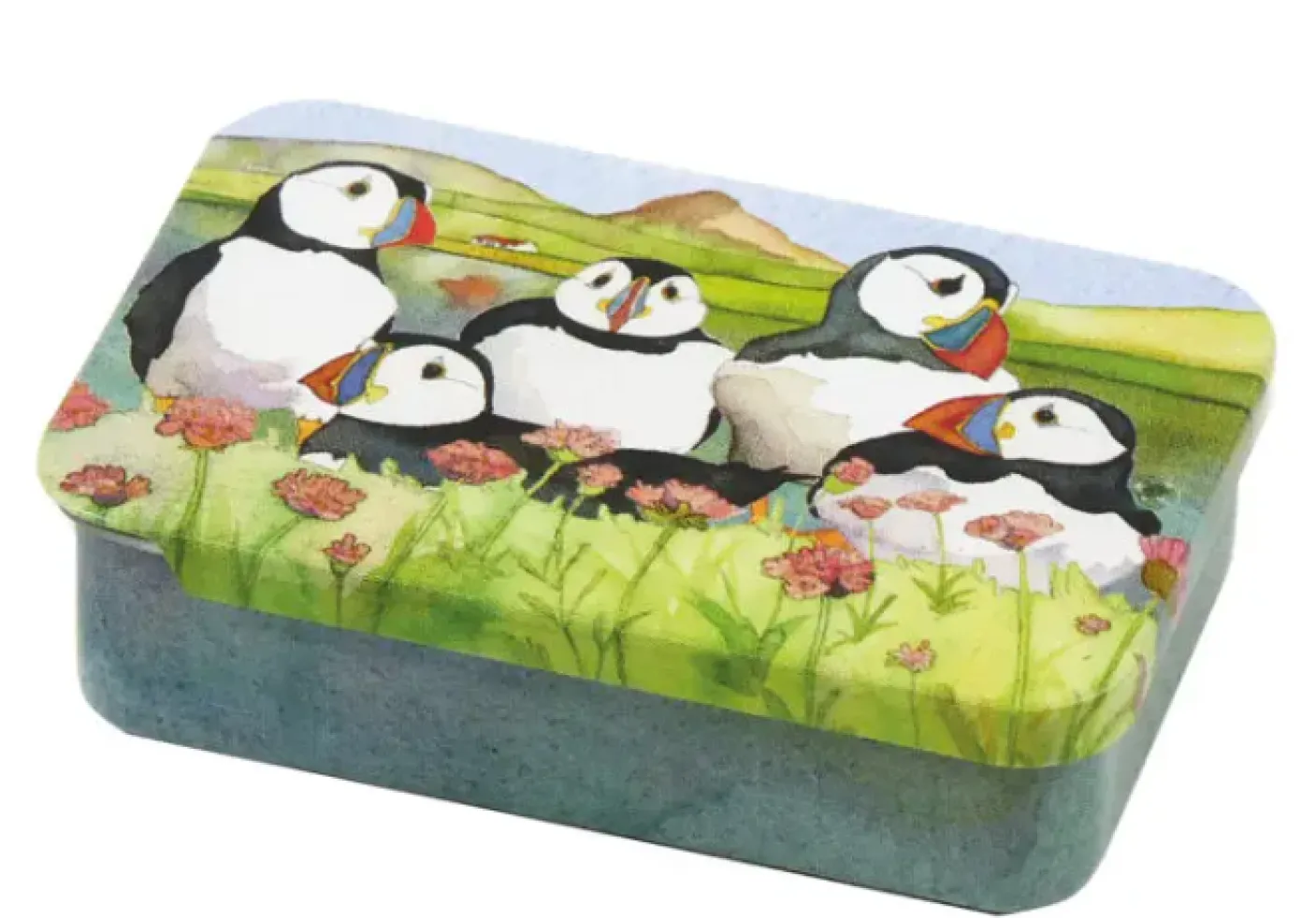 Sea Thrift Puffins Mini Slider Tin