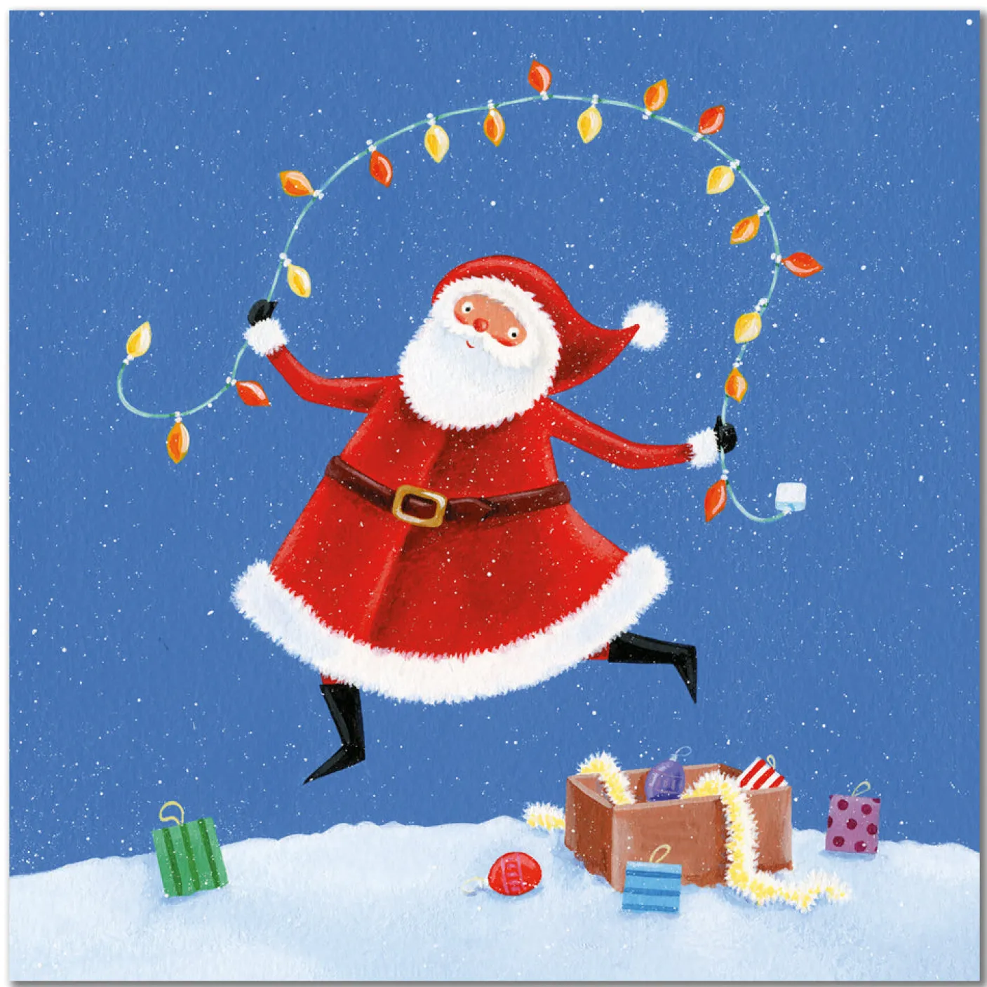 Santa Skipping Pack of 6 Christmas Cards