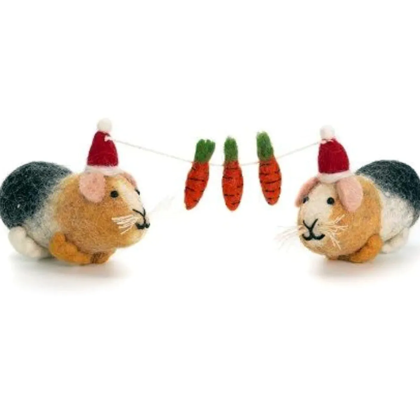 Guinea Pig Pair with Carrot Garland Felt Decoration