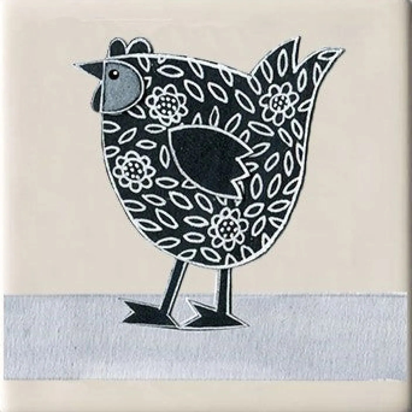 Hen Flowery Coaster by Moorland Pottery