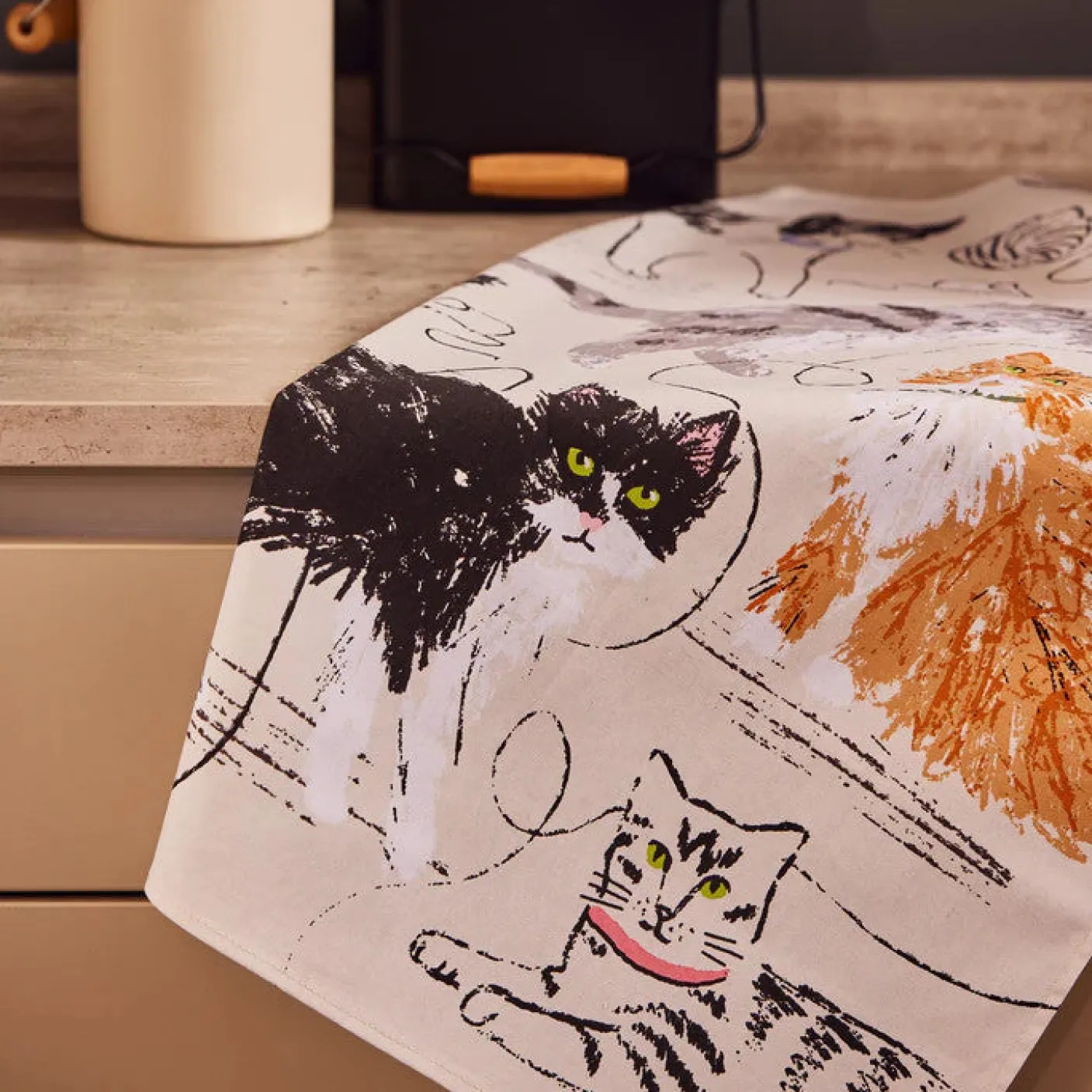 Feline Friends Tea Towel