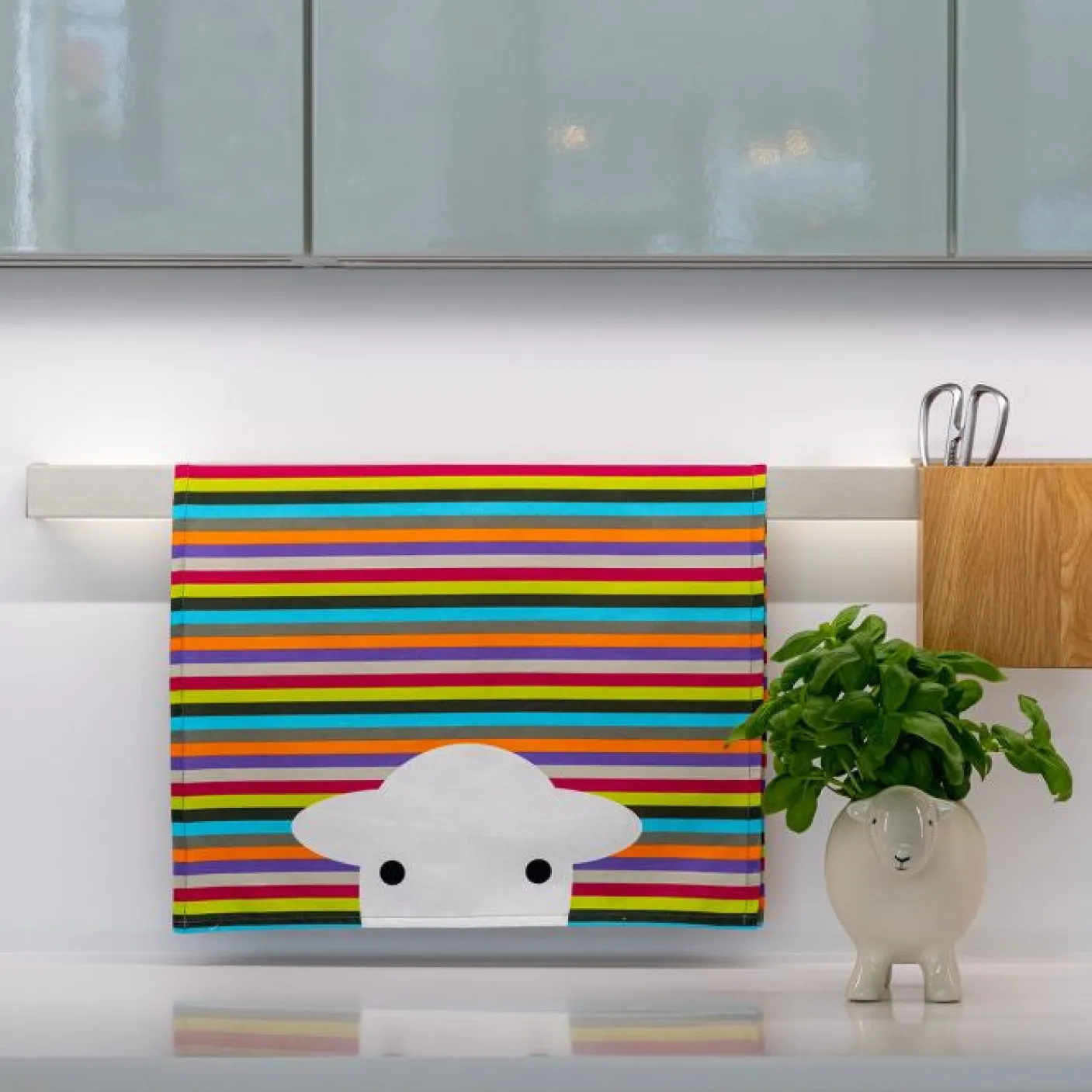Herdy Peep Stripe Cotton Tea Towel